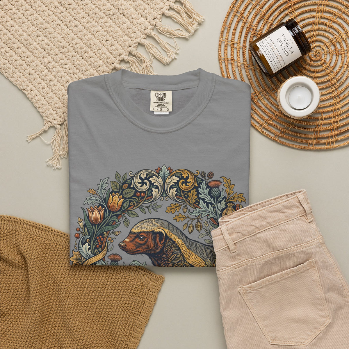 Dog Floral Circle T-Shirt — Botanical Labrador Graphic Tee
