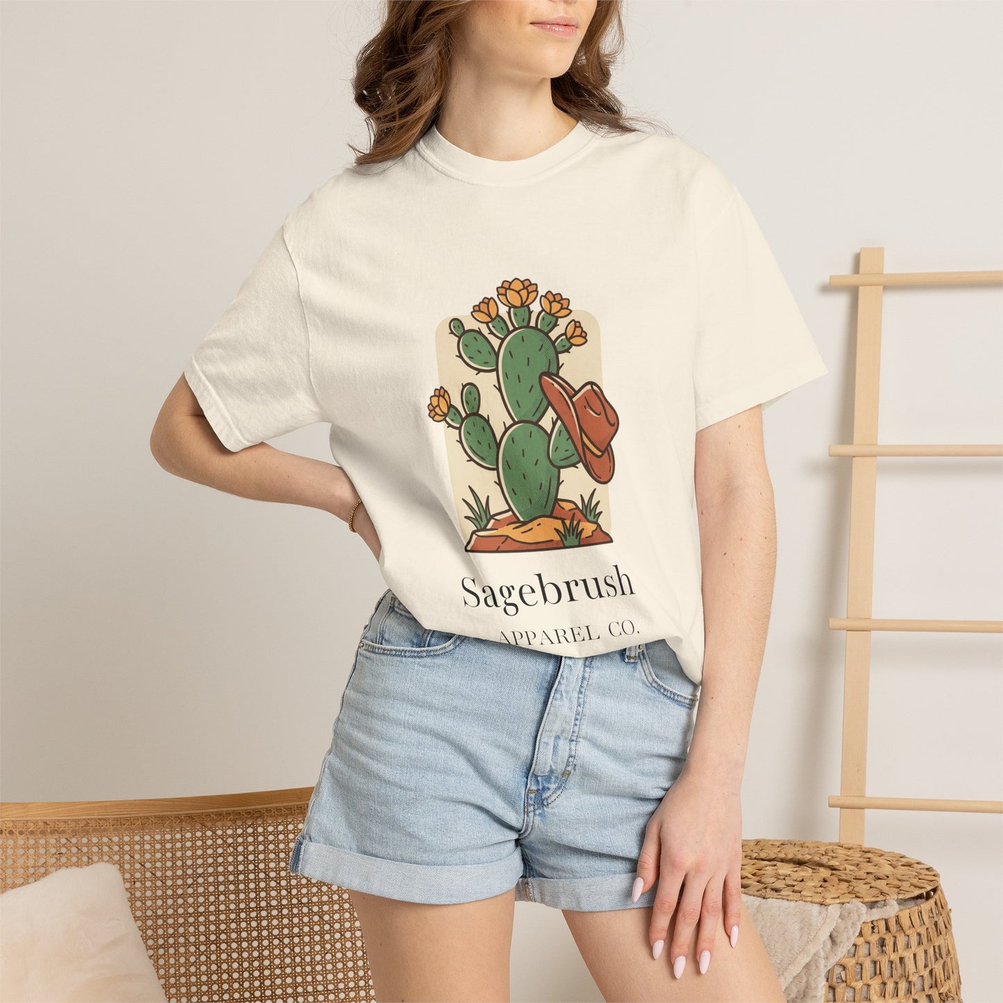 Sagebrush Cactus Graphic T-Shirt — Desert Floral & Cowboy Hat Tee