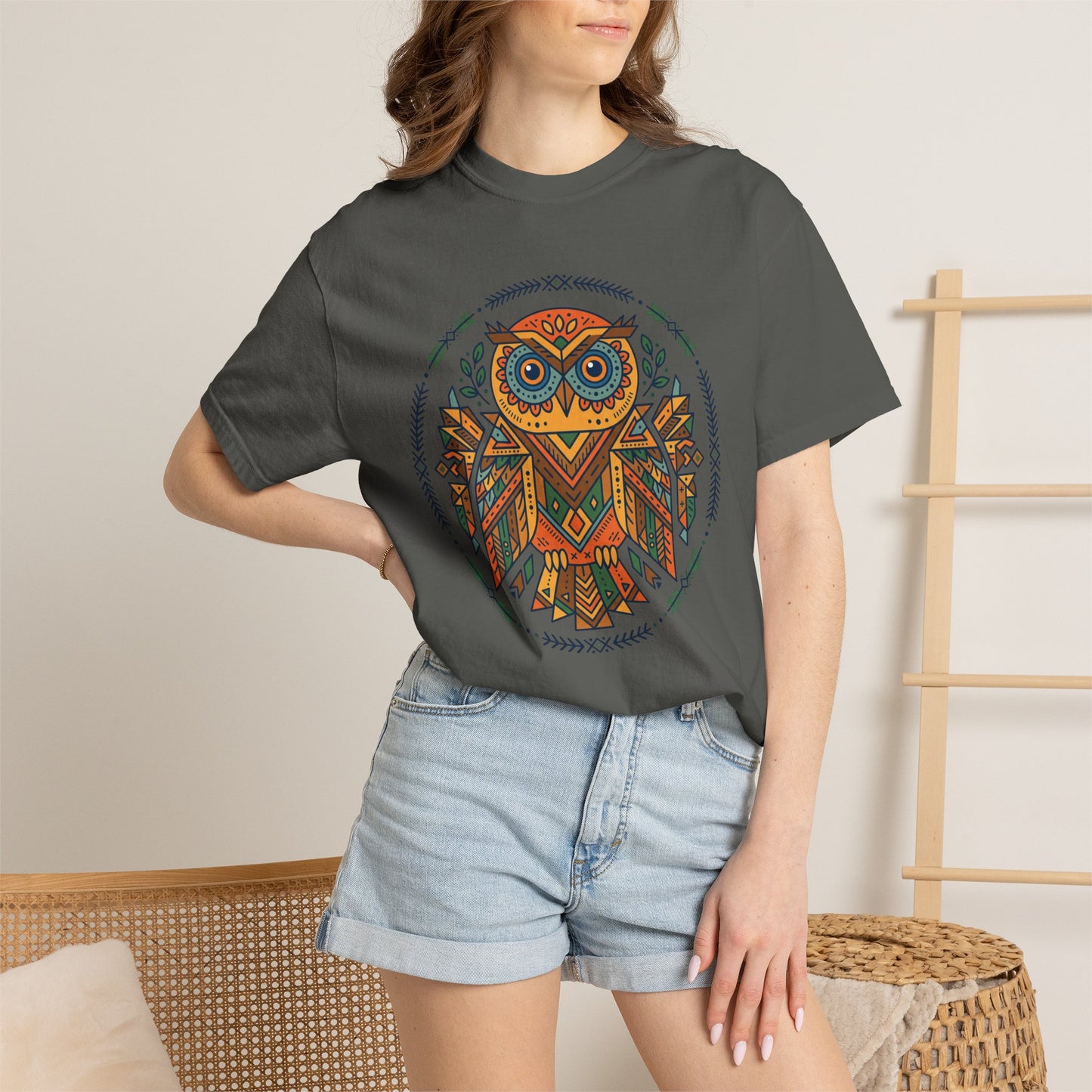 Boho Tribal Owl T-Shirt — Geometric Owl Graphic Tee