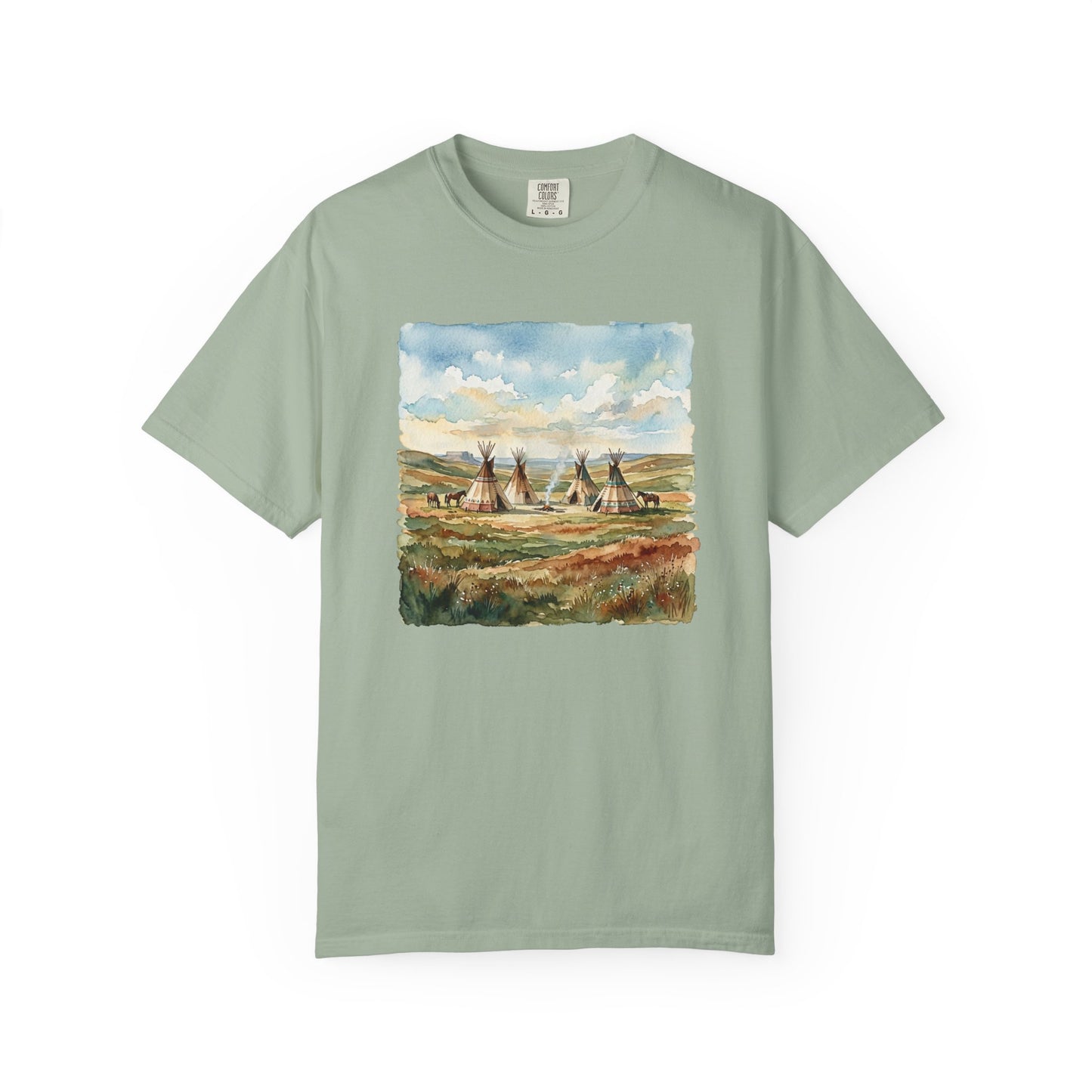 Prairie Tee with Teepee Landscape Print — Vintage Nature Graphic T-Shirt