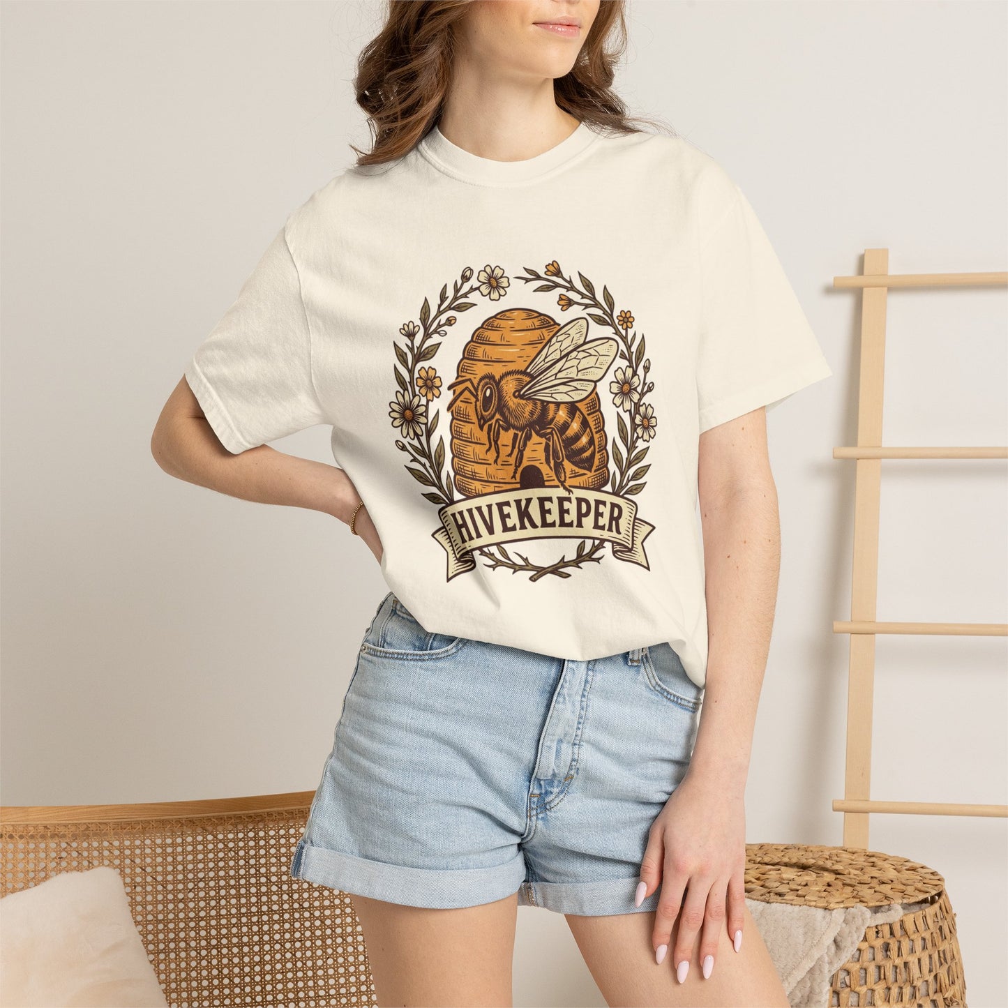 Beekeeper Graphic T-Shirt – 'Hivekeeper' Vintage Bee & Beehive Design