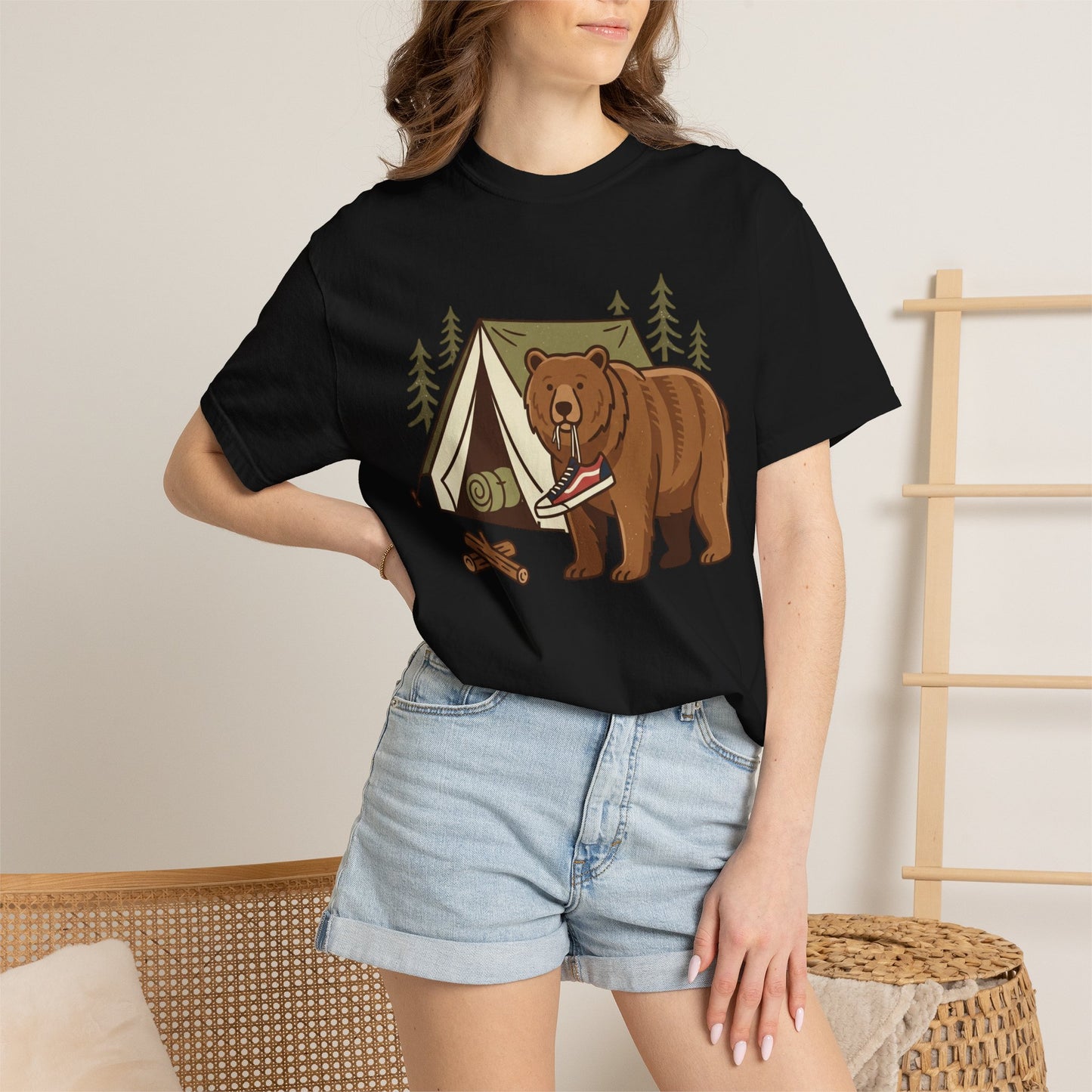 Camping Bear T-Shirt – Cute Bear with Tent Camping Graphic Tee