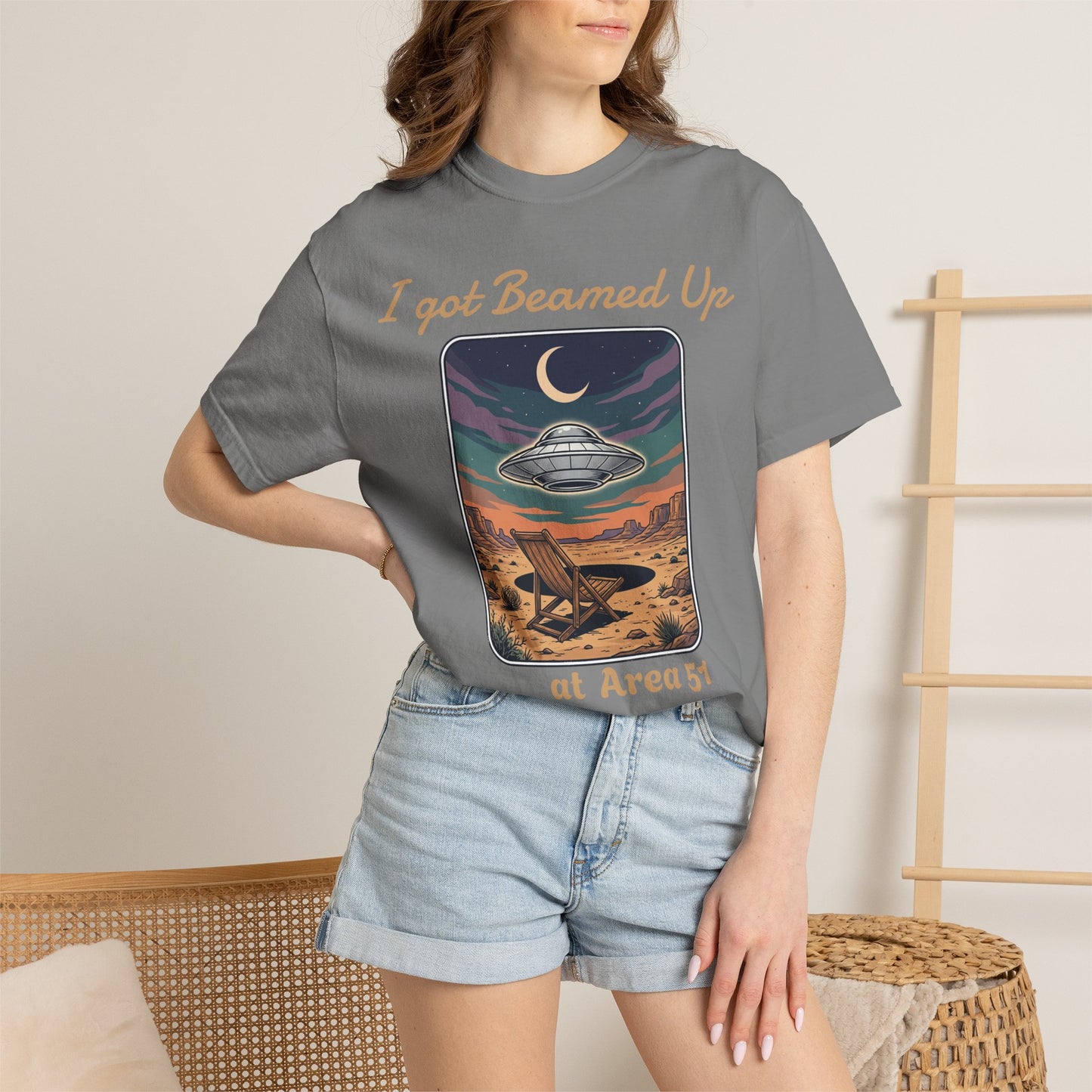 Area 51 UFO T-Shirt — "I Got Beamed Up at Area 51" Vintage Alien Graphic Tee