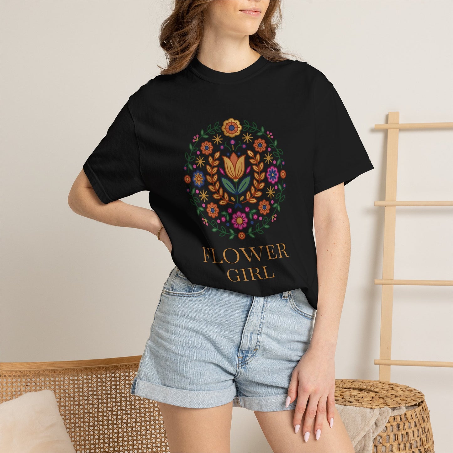 For Flower Lovers T-Shirt — Floral Wreath Nordic Folkart