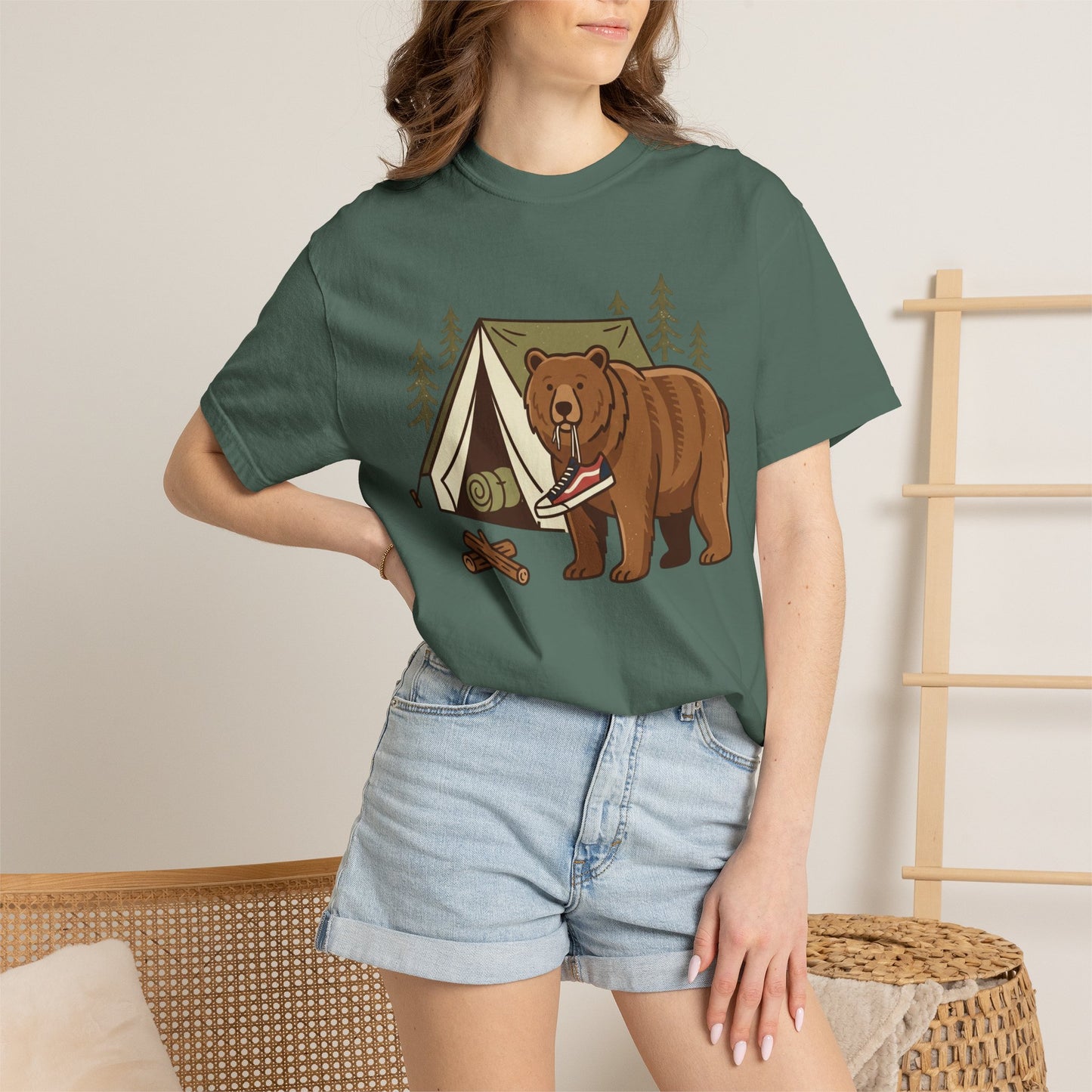 Camping Bear T-Shirt – Cute Bear with Tent Camping Graphic Tee