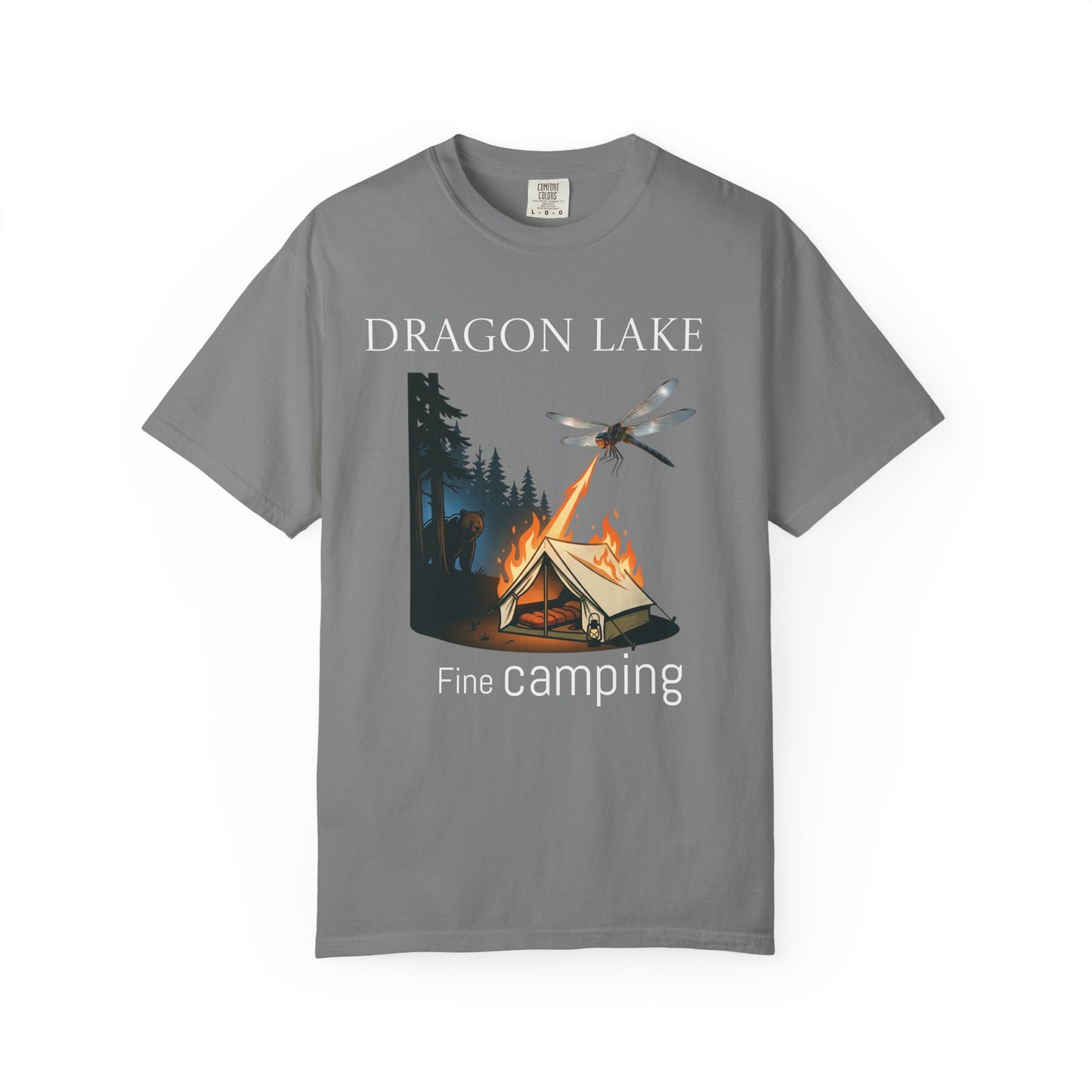 T-Shirt — 'Dragon Lake Fine Camping' Vintage Campfire Graphic Tee