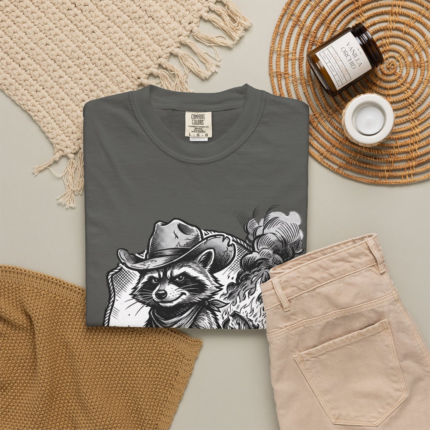 Raccoon Cowboy T‑Shirt — Vintage Western Forest Graphic Tee
