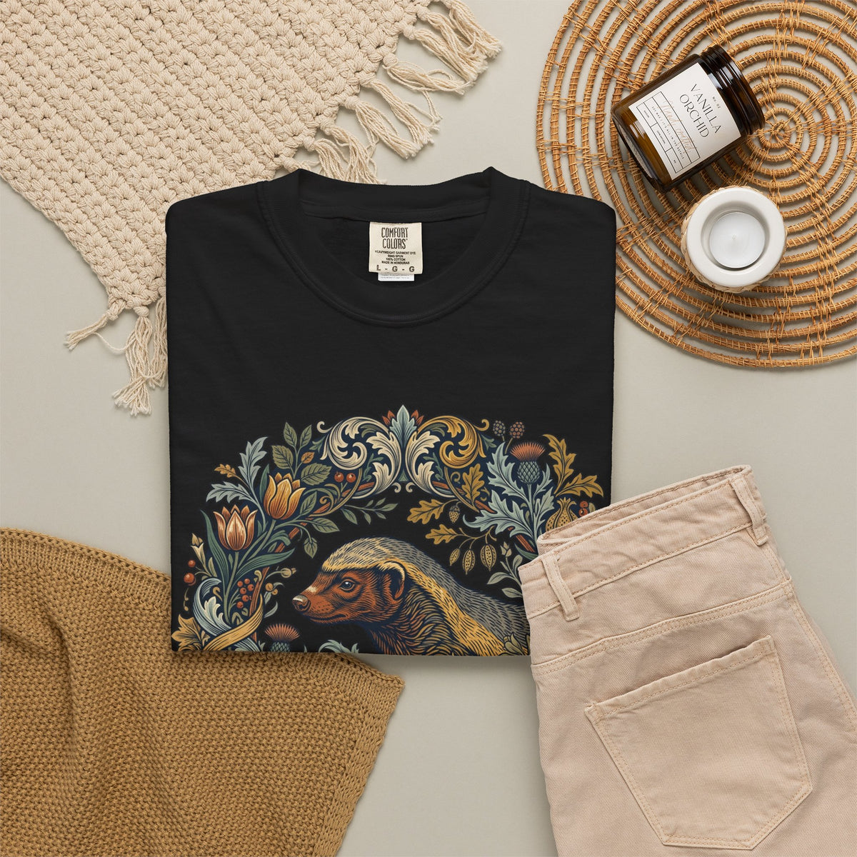 Dog Floral Circle T-Shirt — Botanical Labrador Graphic Tee