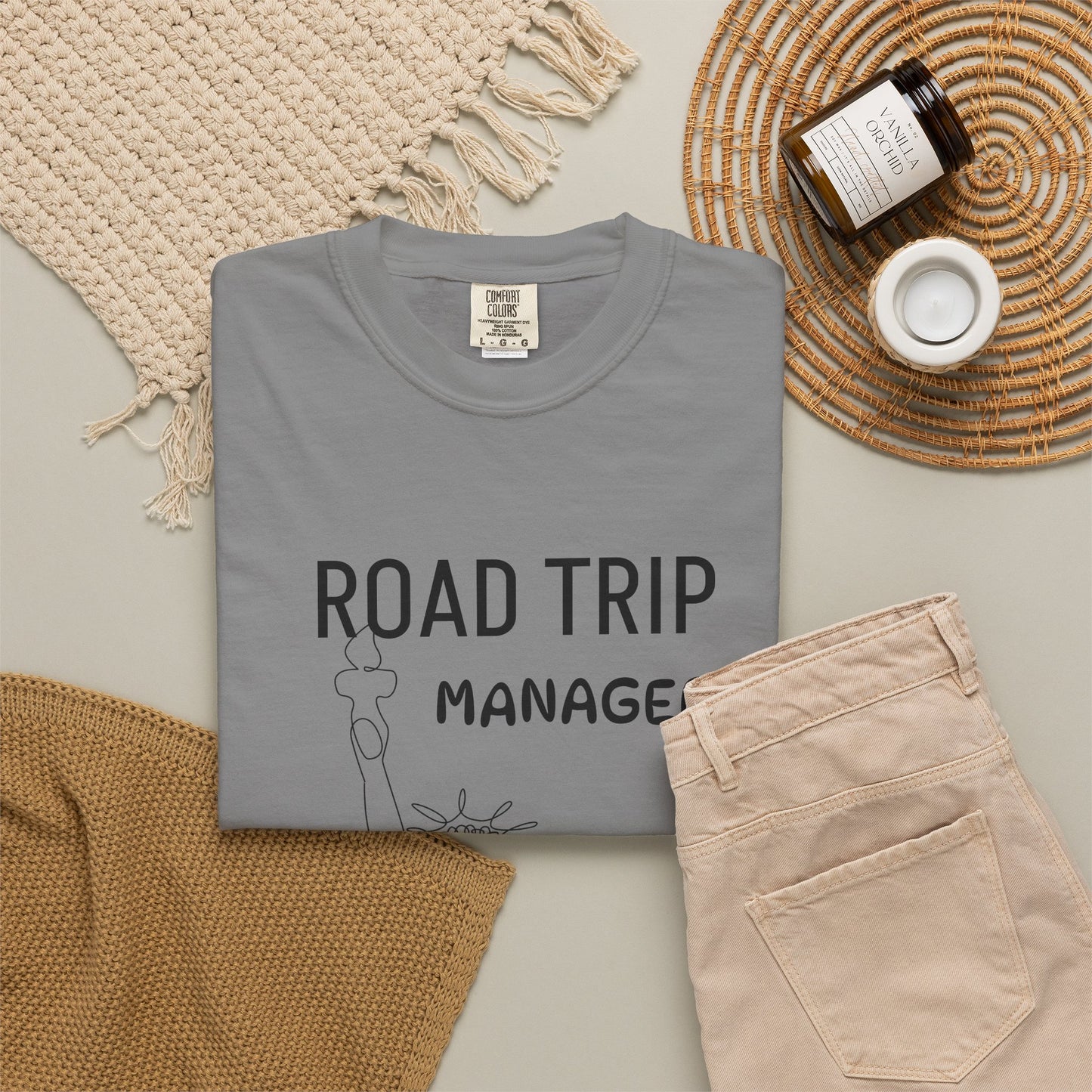 Road Trip Manager T-Shirt — Funny Travel Tee with Retro Line Art