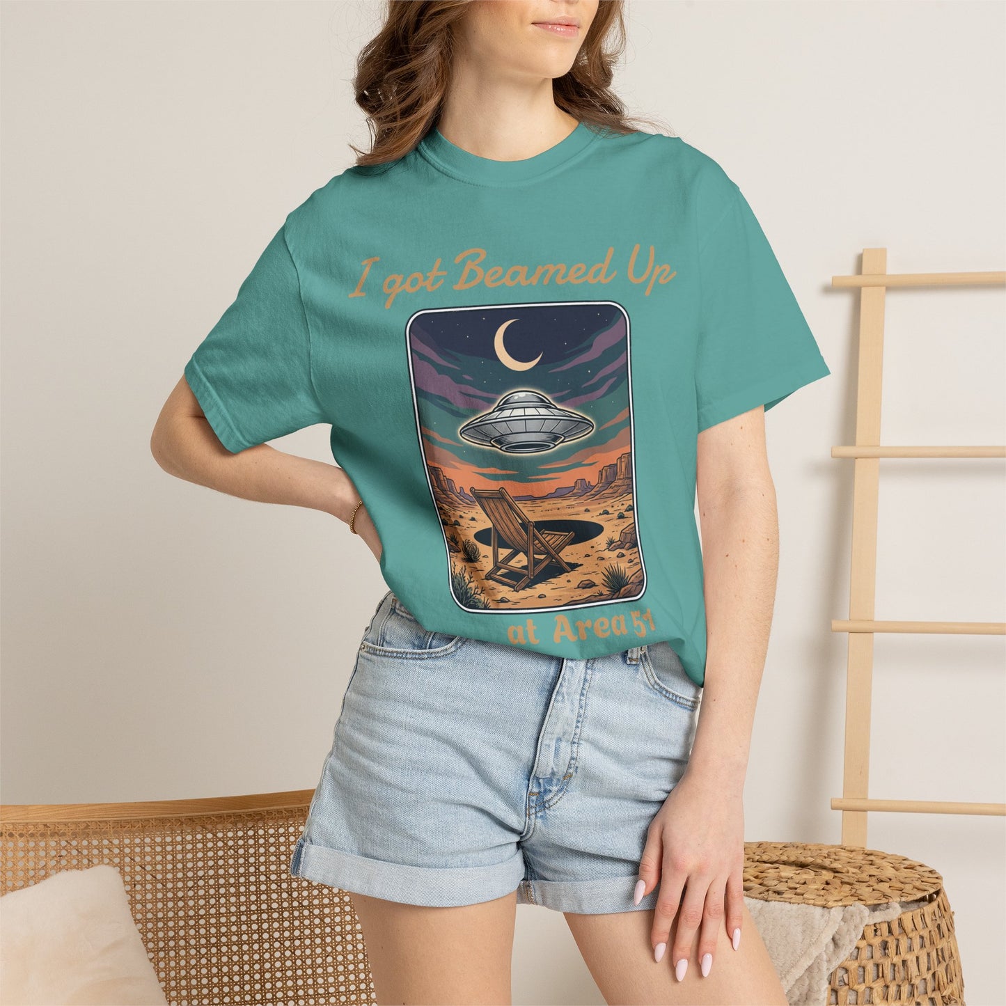 Area 51 UFO T-Shirt — "I Got Beamed Up at Area 51" Vintage Alien Graphic Tee