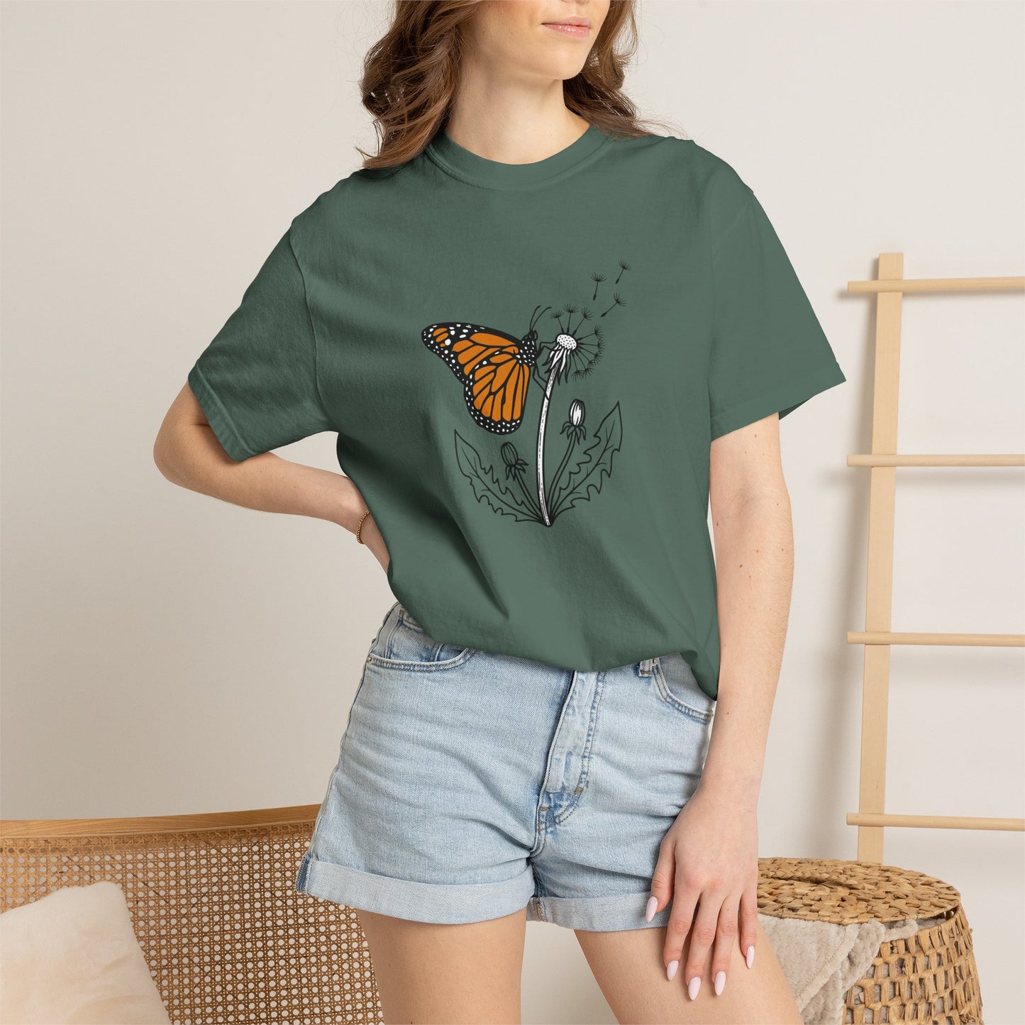 Butterfly & Dandelion T-Shirt — Monarch Nature Graphic Tee
