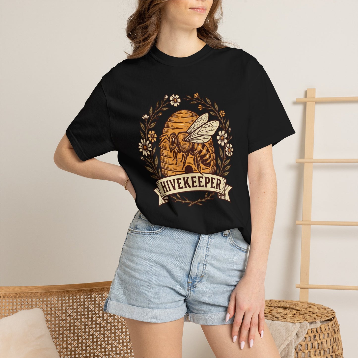 Beekeeper Graphic T-Shirt – 'Hivekeeper' Vintage Bee & Beehive Design