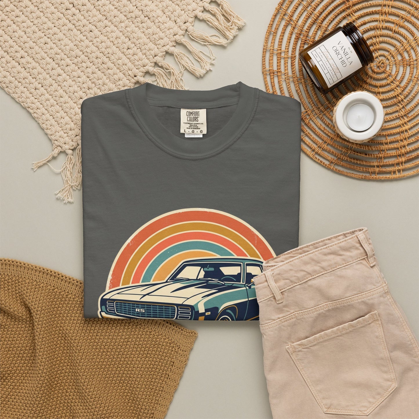 '69 Camaro Retro Muscle Car T-Shirt — Vintage Sunset Classic Car Tee