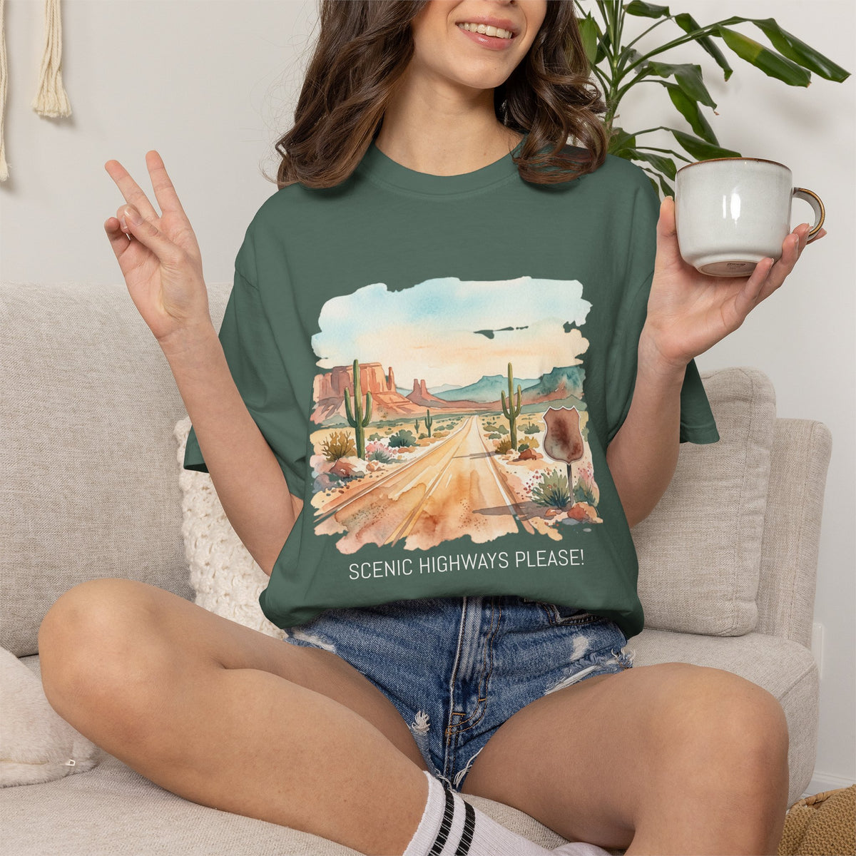 Scenic Highways Please! T-Shirt — Floral Travel Roadtrip Tee or