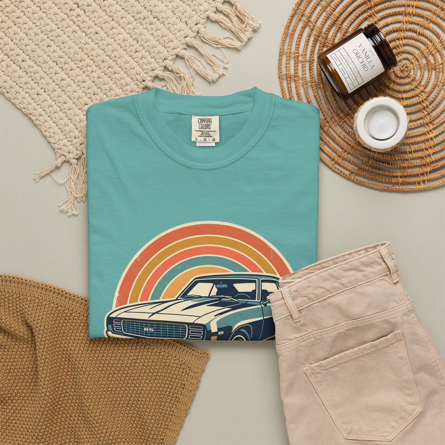 '69 Camaro Retro Muscle Car T-Shirt — Vintage Sunset Classic Car Tee