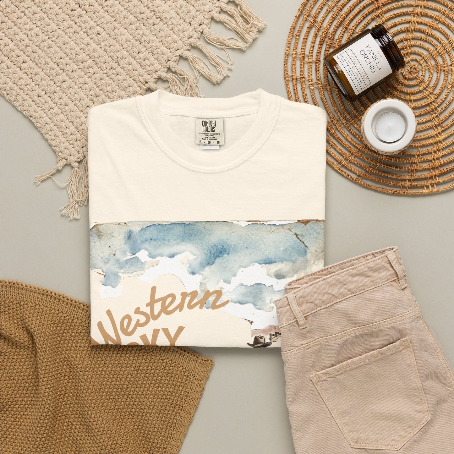 Western Sky Coffee T-Shirt — Vintage Cowboy Coffee Graphic Tee