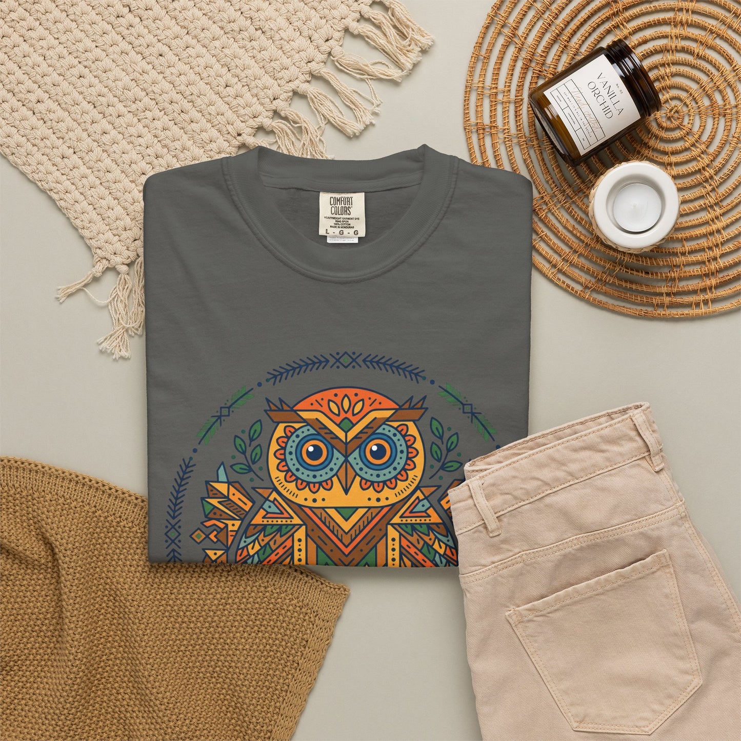 Boho Tribal Owl T-Shirt — Geometric Owl Graphic Tee