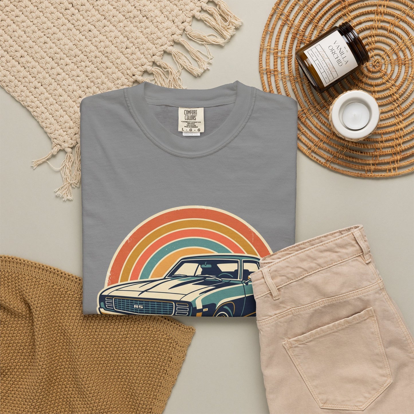 '69 Camaro Retro Muscle Car T-Shirt — Vintage Sunset Classic Car Tee