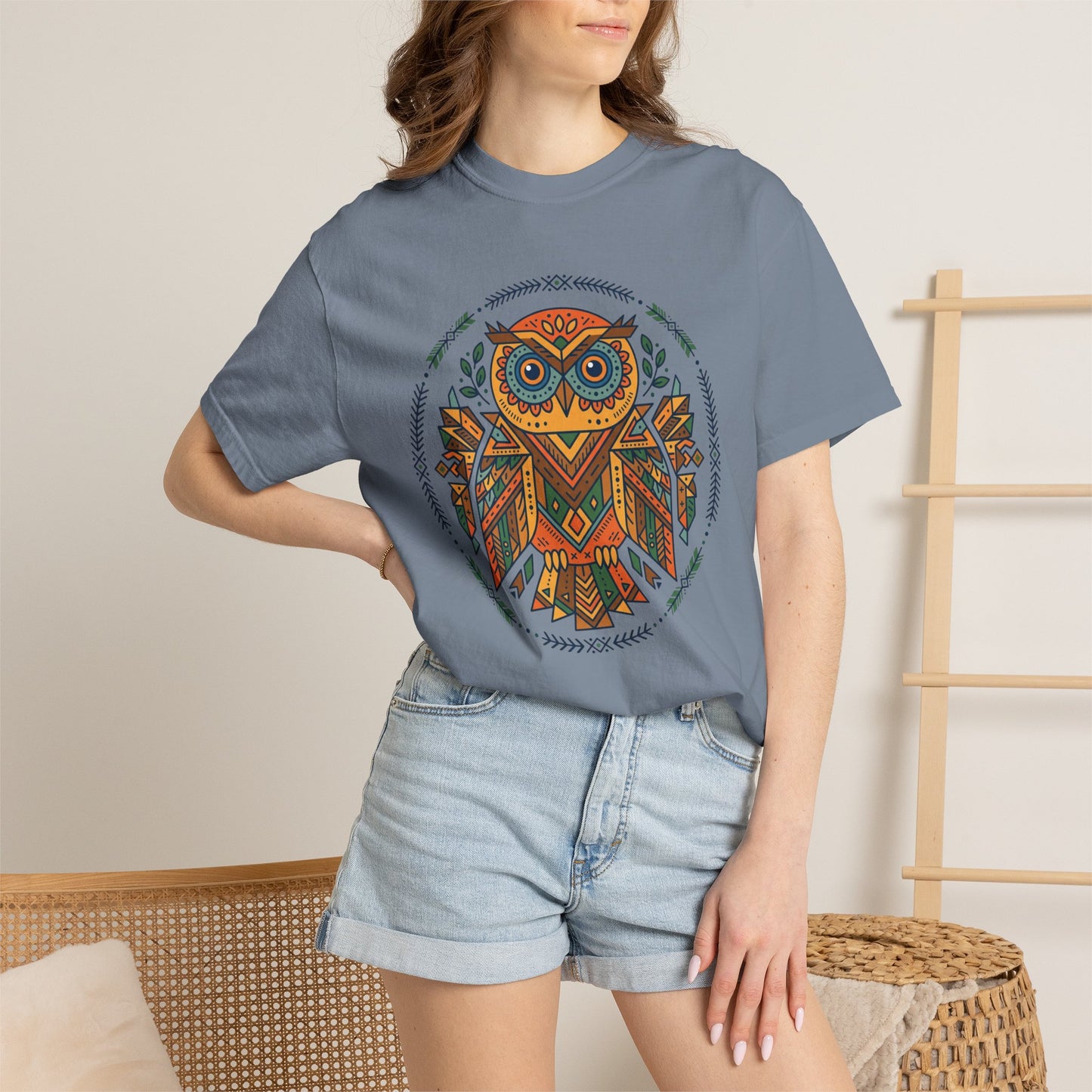 Boho Tribal Owl T-Shirt — Geometric Owl Graphic Tee