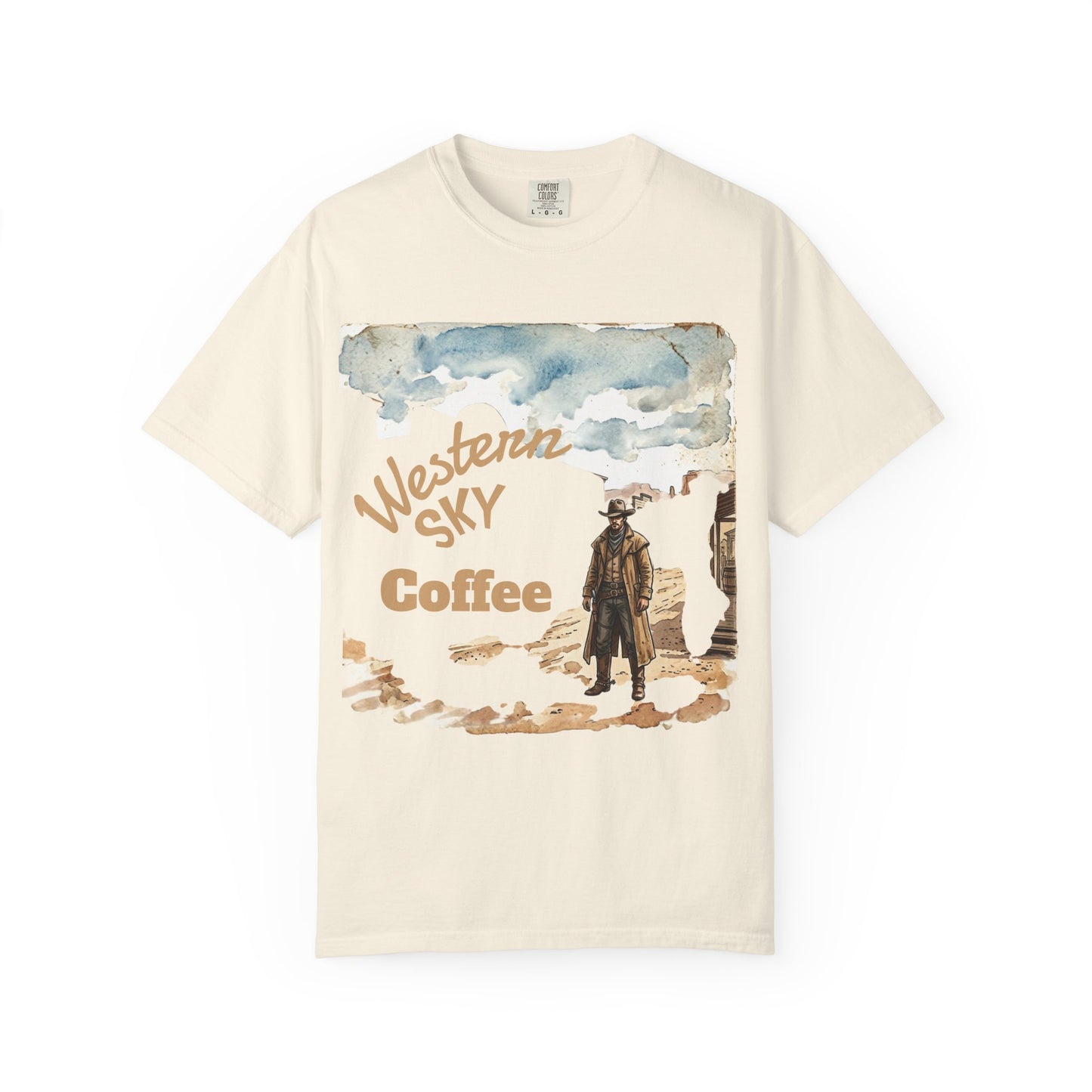 Western Sky Coffee T-Shirt — Vintage Cowboy Coffee Graphic Tee