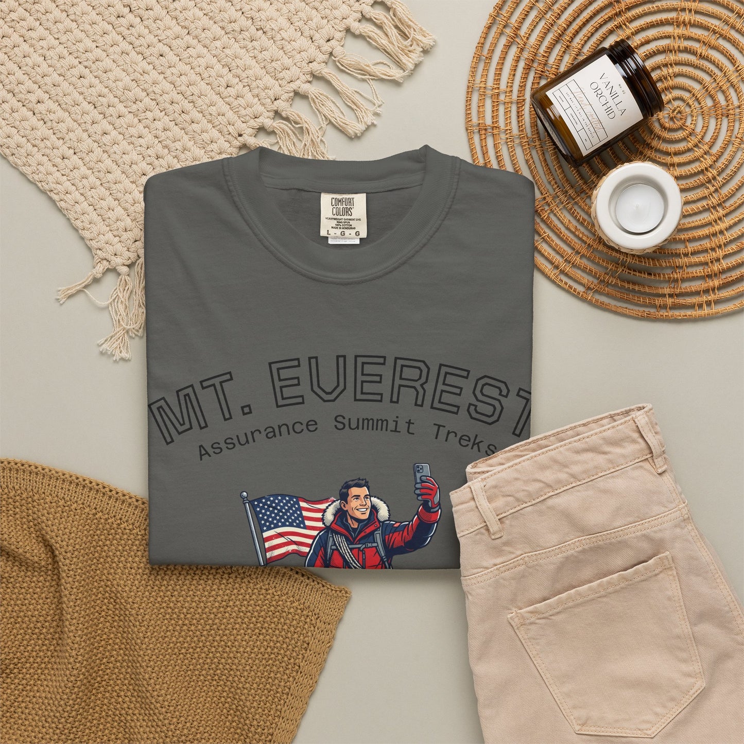 Mt. Everest Climber Graphic T‑Shirt — "Bob's Final Selfie at the Summit"