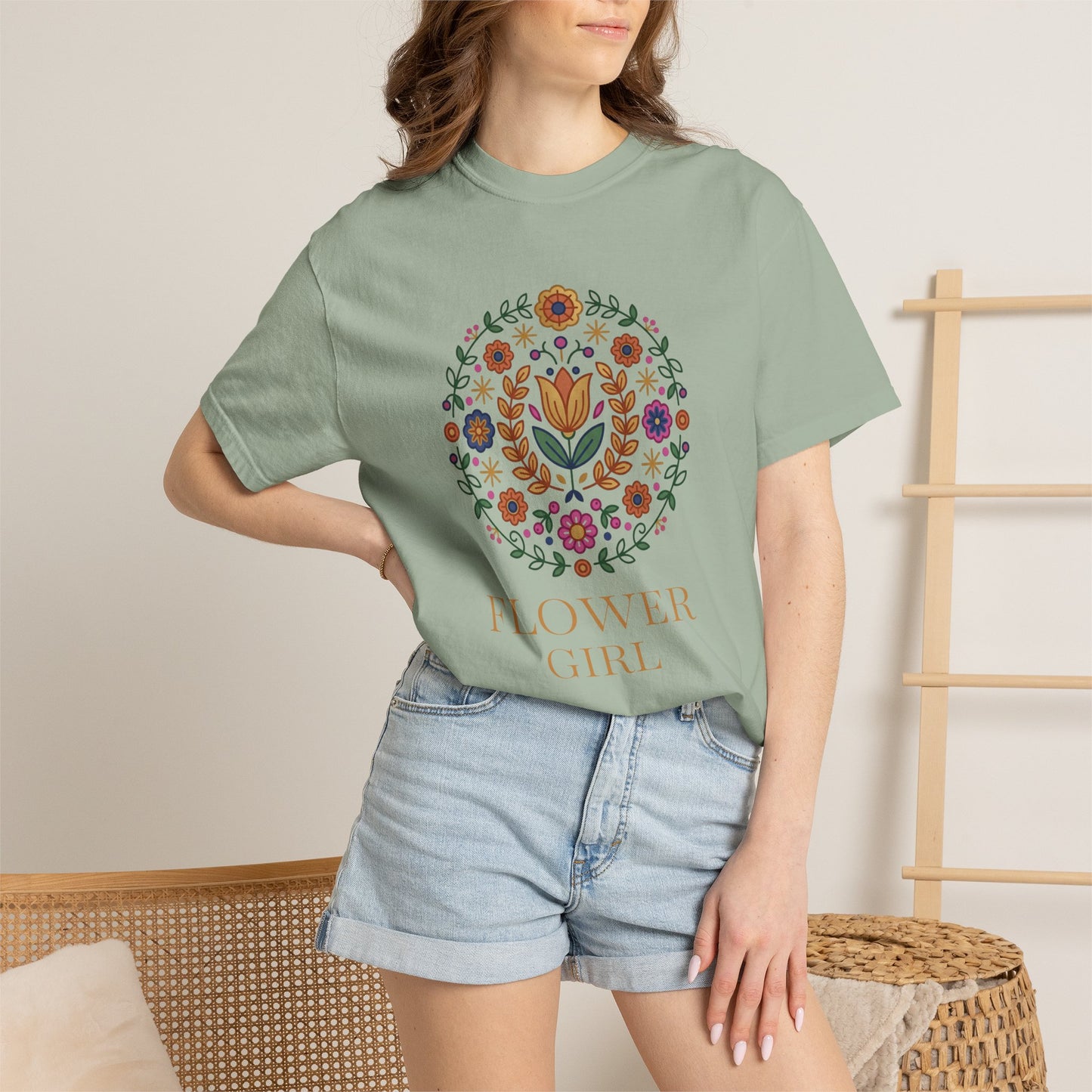 For Flower Lovers T-Shirt — Floral Wreath Nordic Folkart