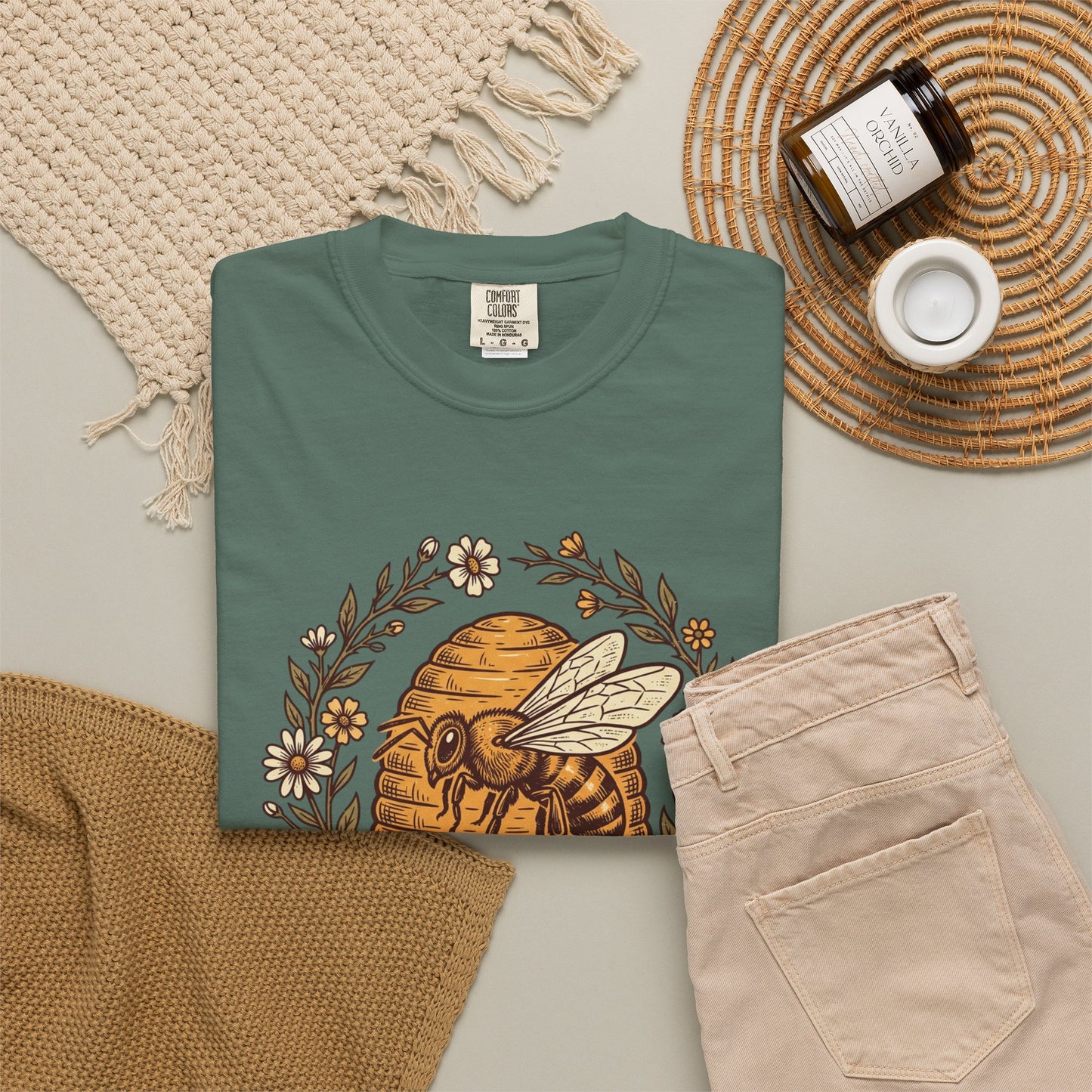 Beekeeper Graphic T-Shirt – 'Hivekeeper' Vintage Bee & Beehive Design