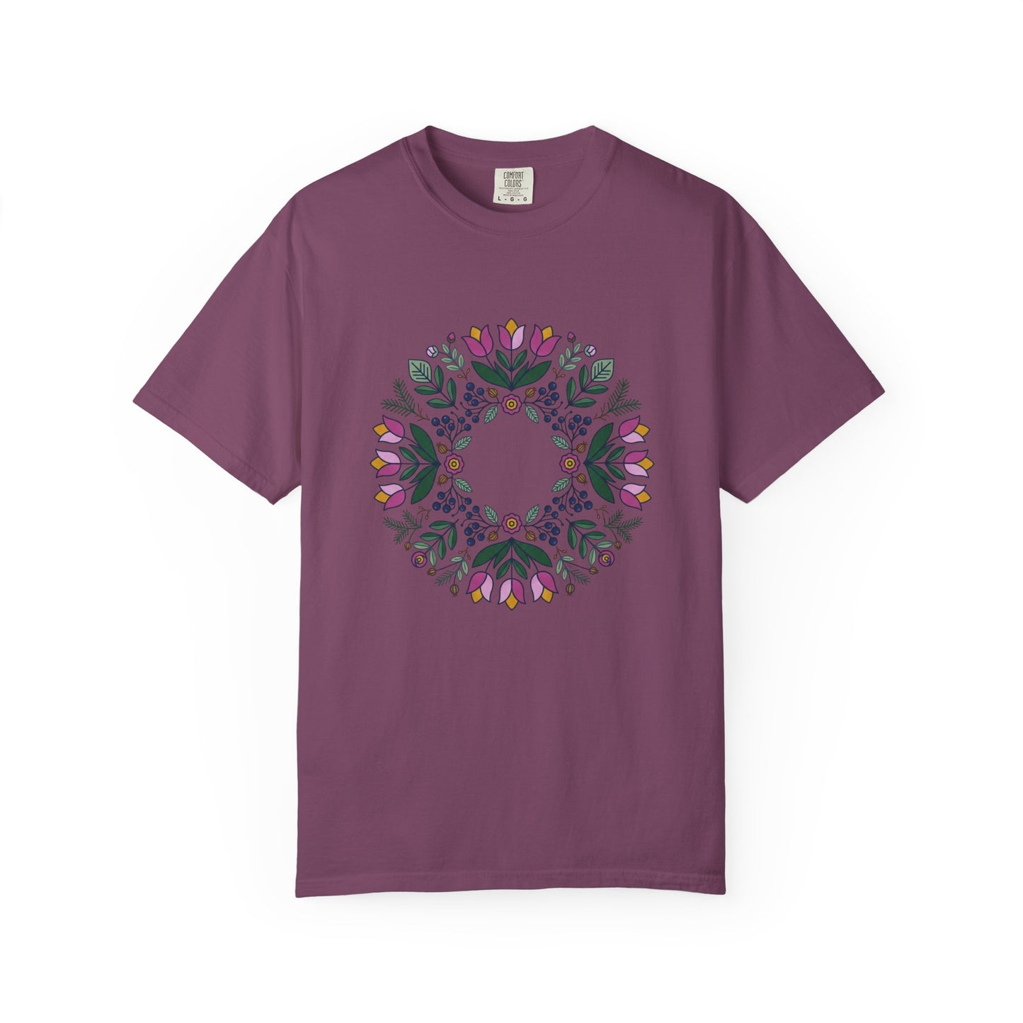 Floral Wreath T-Shirt — Botanical Circle Graphic Tee