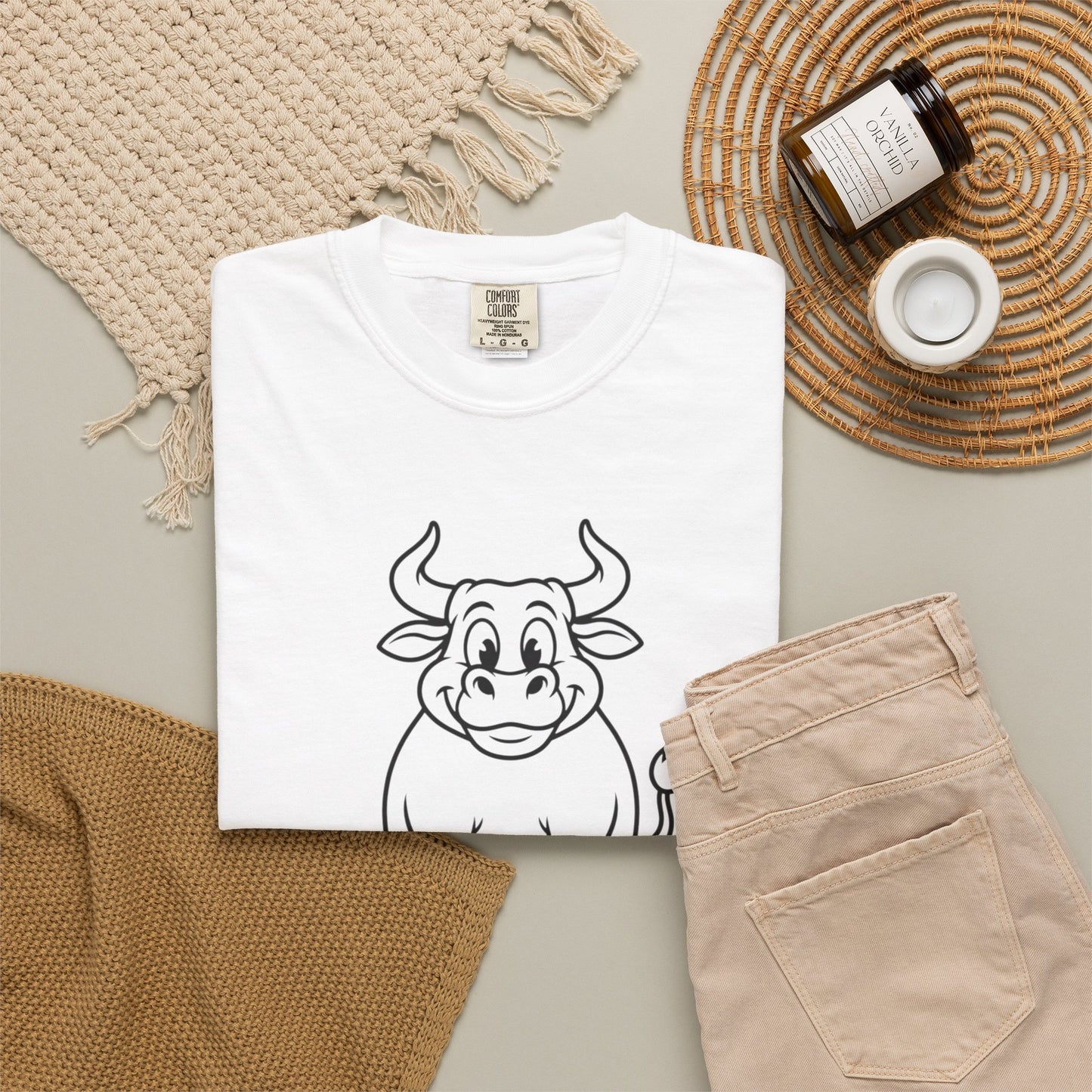 Sitting Bull Cute Cartoon Bull T‑Shirt — Playful Farm Animal Graphic Tee
