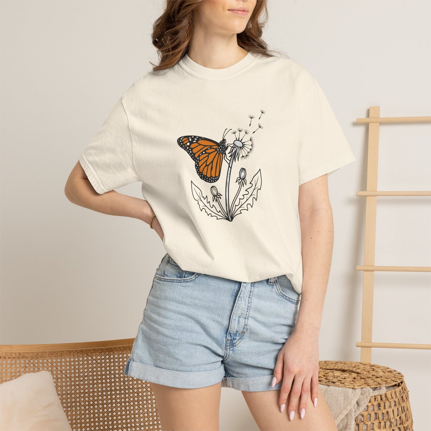 Butterfly & Dandelion T-Shirt — Monarch Nature Graphic Tee
