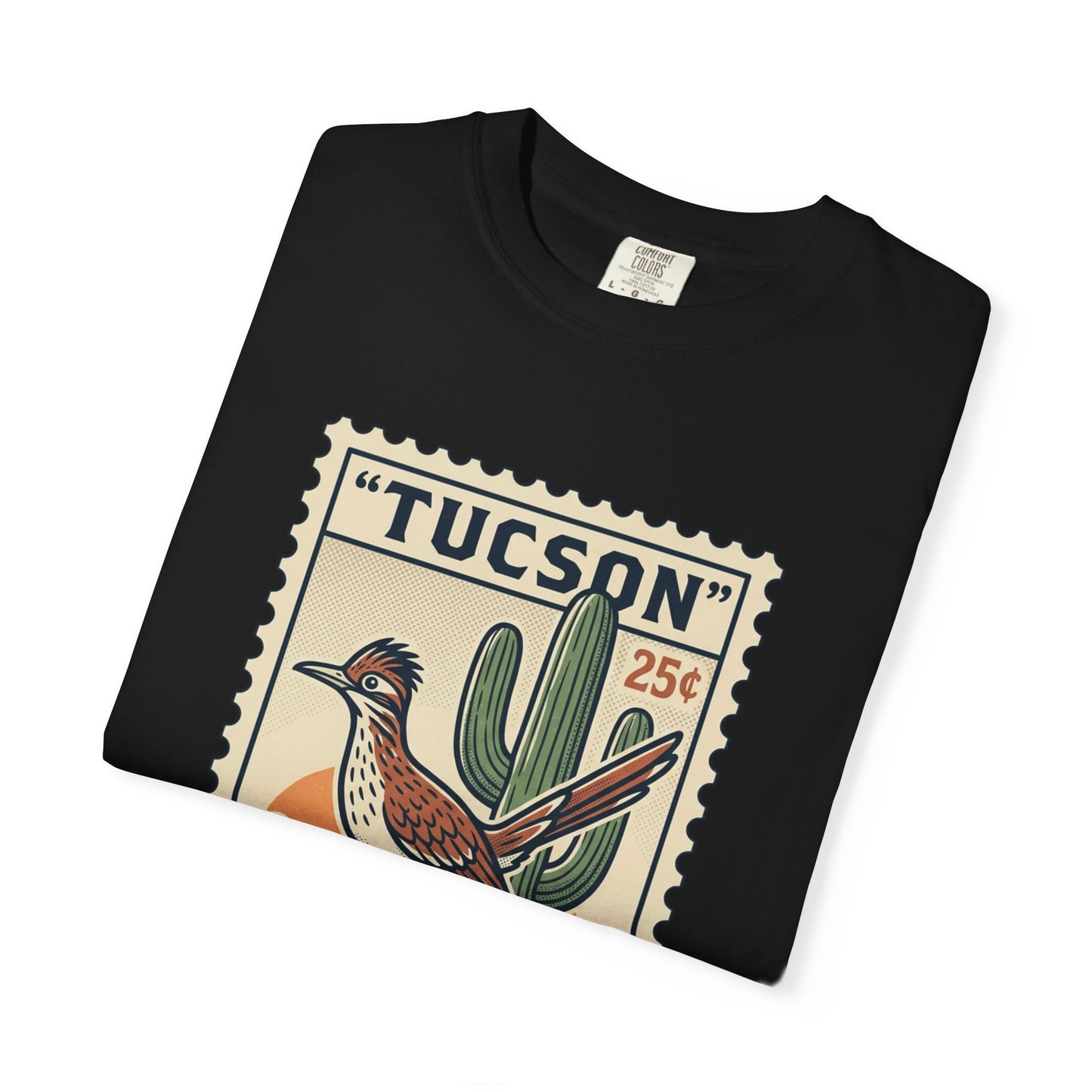 Tucson Roadrunner Stamp T-Shirt — Desert Cactus Vintage Travel Tee