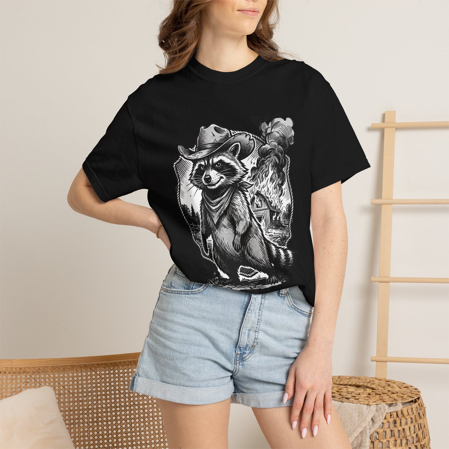 Raccoon Cowboy T‑Shirt — Vintage Western Forest Graphic Tee