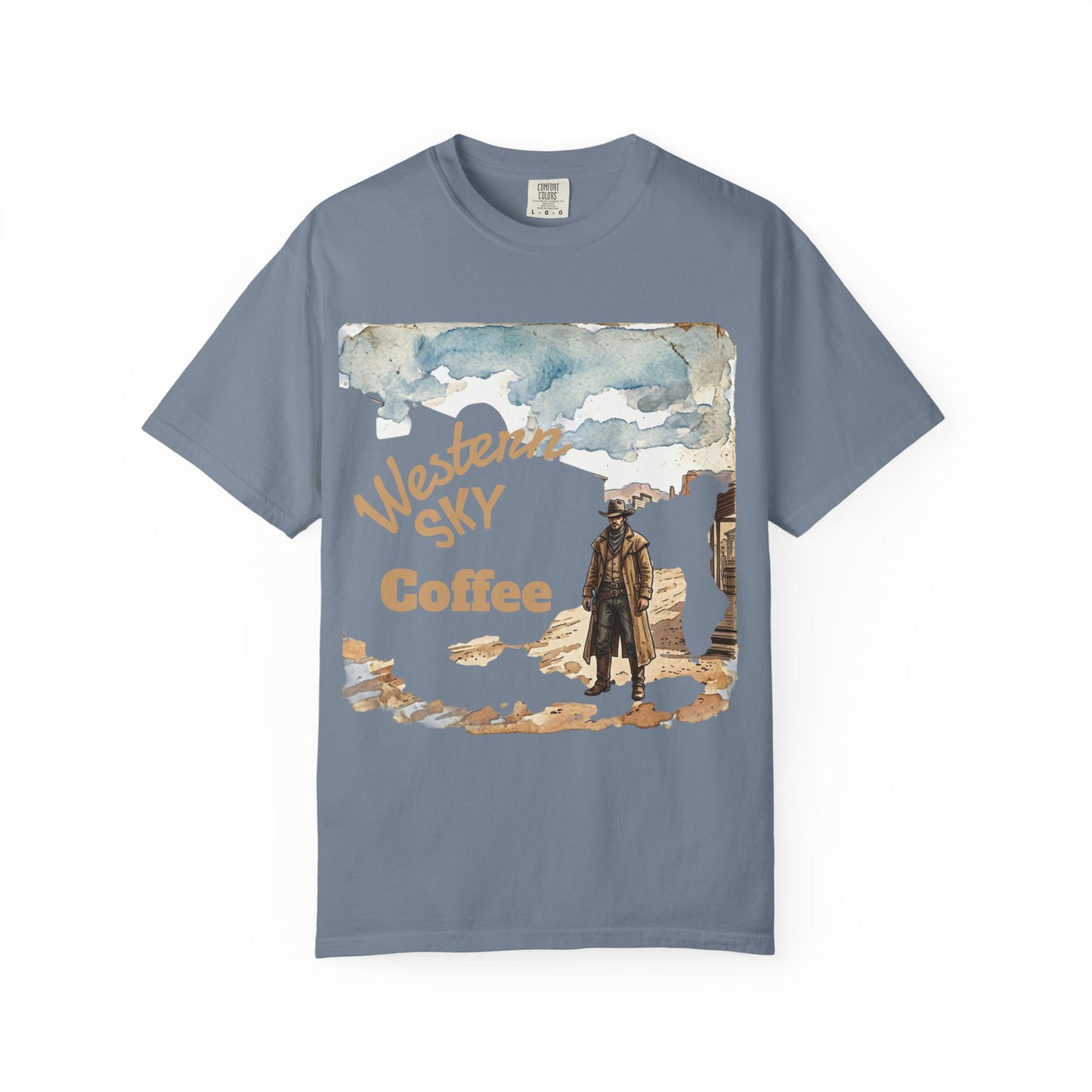 Western Sky Coffee T-Shirt — Vintage Cowboy Coffee Graphic Tee