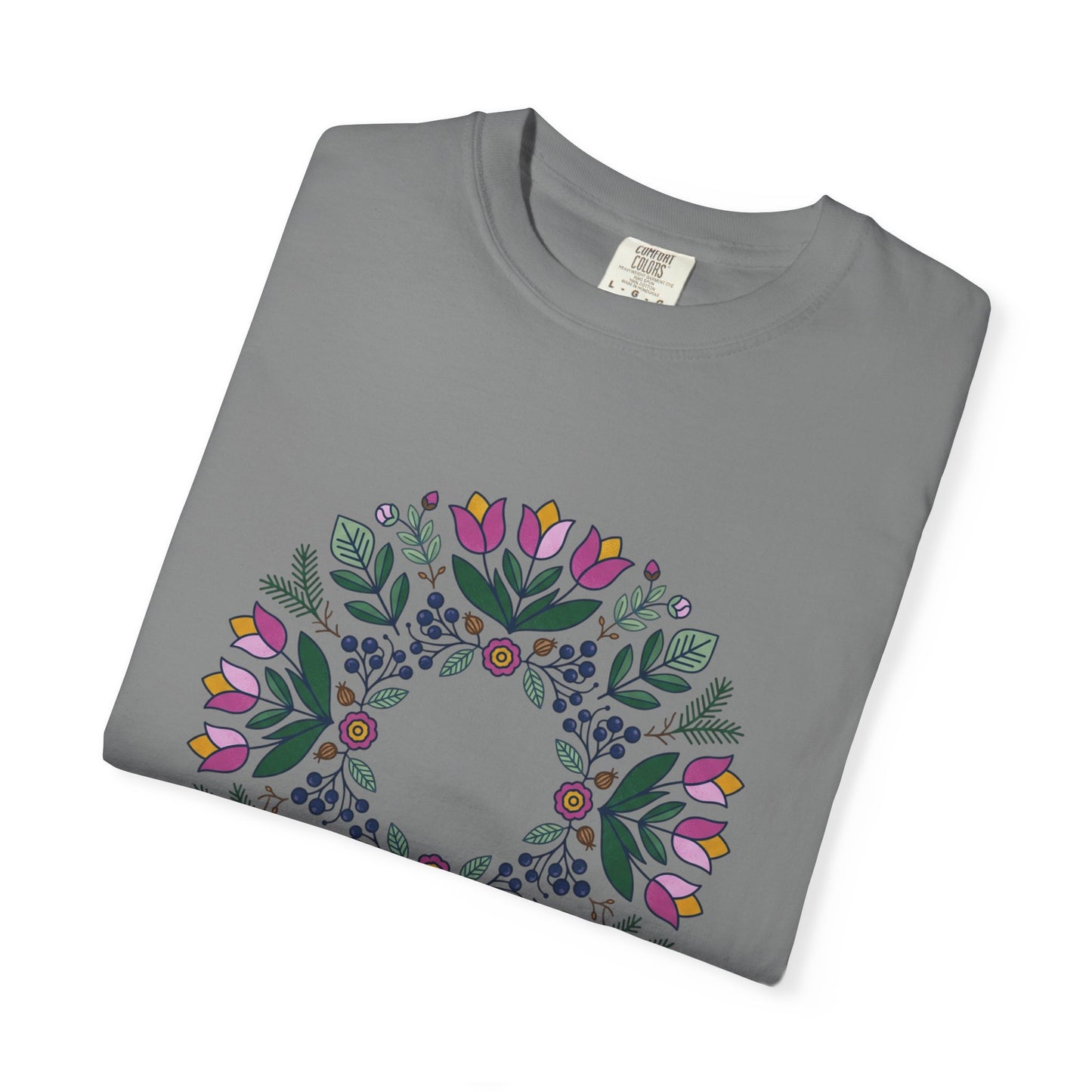 Floral Wreath T-Shirt — Botanical Circle Graphic Tee