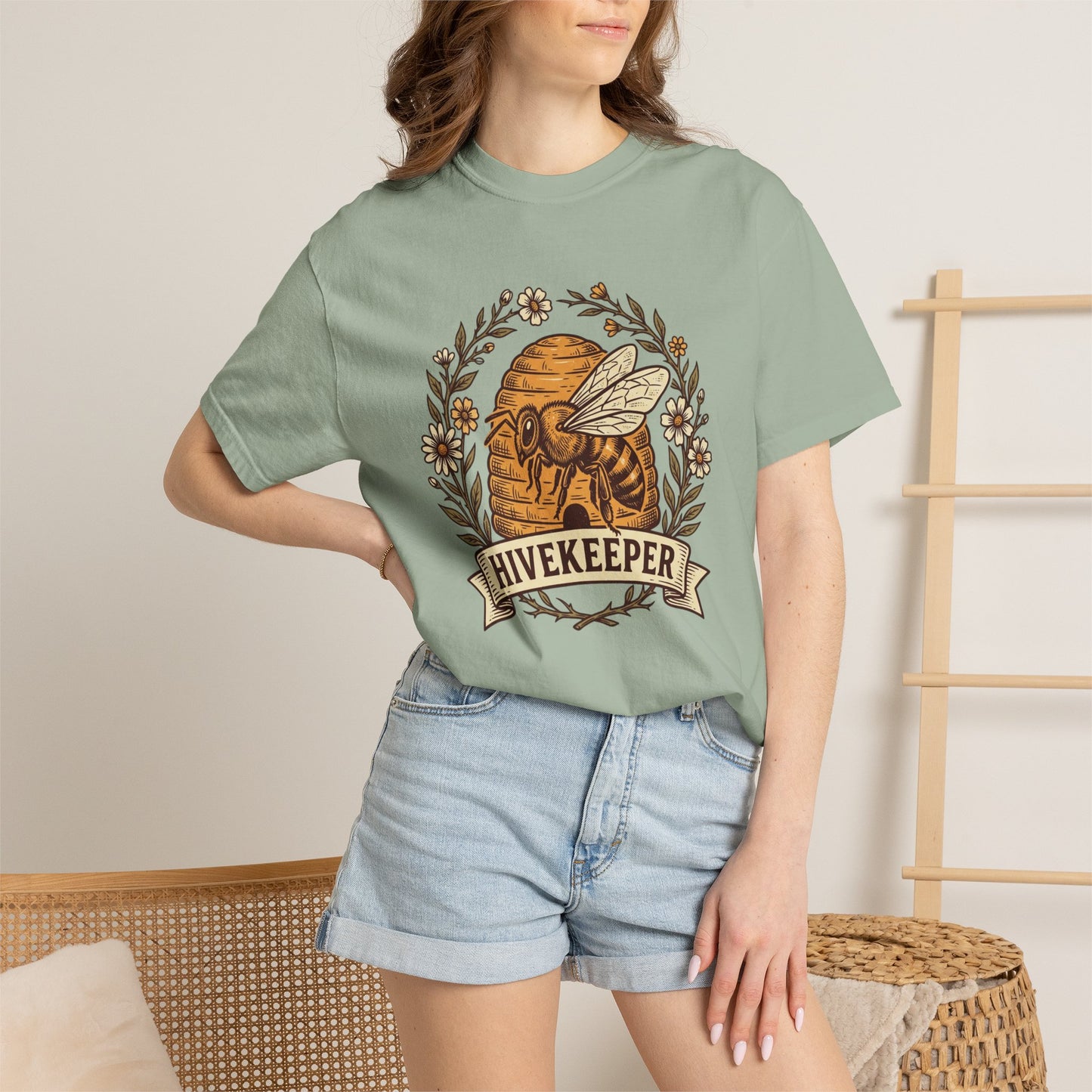 Beekeeper Graphic T-Shirt – 'Hivekeeper' Vintage Bee & Beehive Design