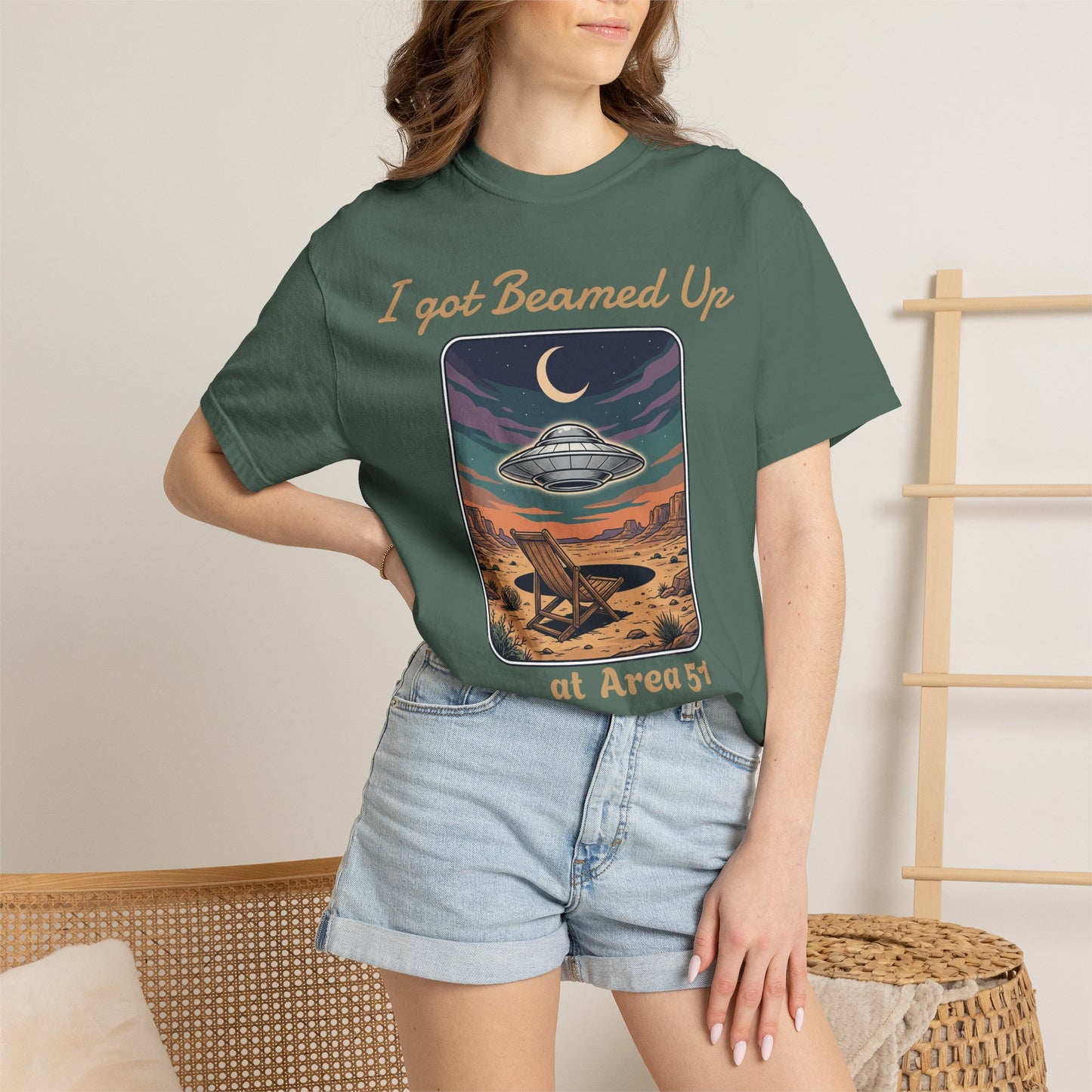 Area 51 UFO T-Shirt — "I Got Beamed Up at Area 51" Vintage Alien Graphic Tee