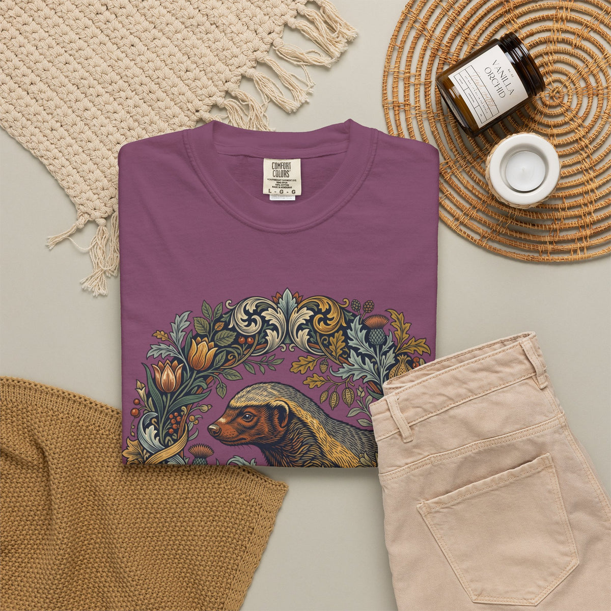 Dog Floral Circle T-Shirt — Botanical Labrador Graphic Tee