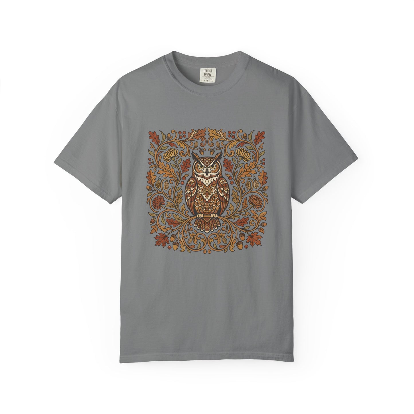 Vintage Floral Owl T-Shirt — Autumn Folk Art Graphic Tee