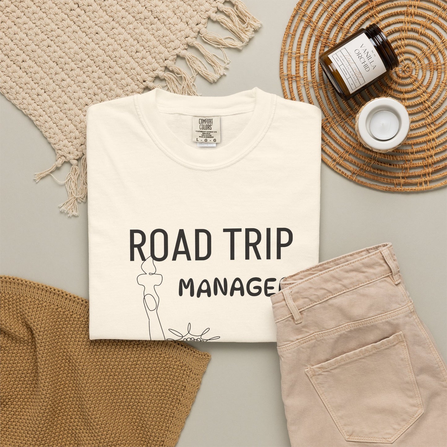 Road Trip Manager T-Shirt — Funny Travel Tee with Retro Line Art