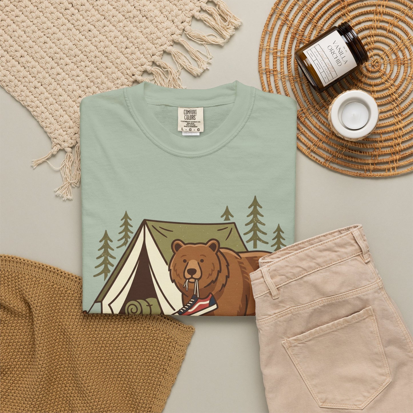 Camping Bear T-Shirt – Cute Bear with Tent Camping Graphic Tee