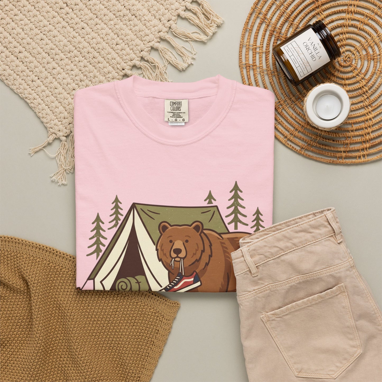 Camping Bear T-Shirt – Cute Bear with Tent Camping Graphic Tee
