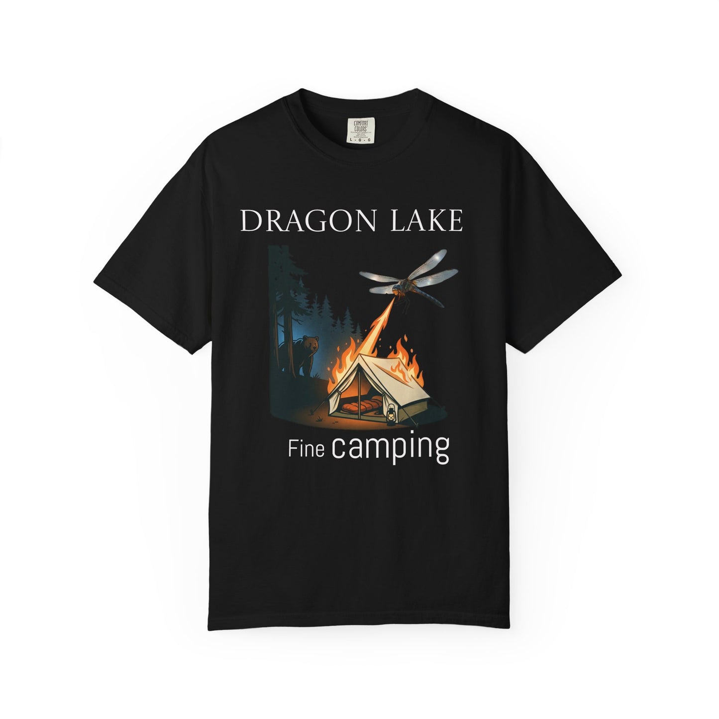 T-Shirt — 'Dragon Lake Fine Camping' Vintage Campfire Graphic Tee
