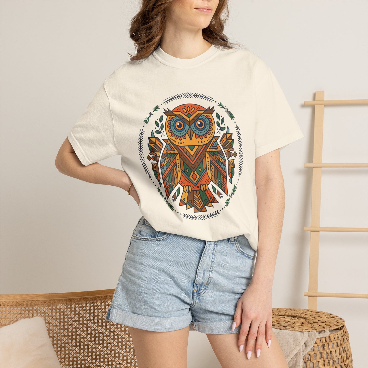 Boho Tribal Owl T-Shirt — Geometric Owl Graphic Tee