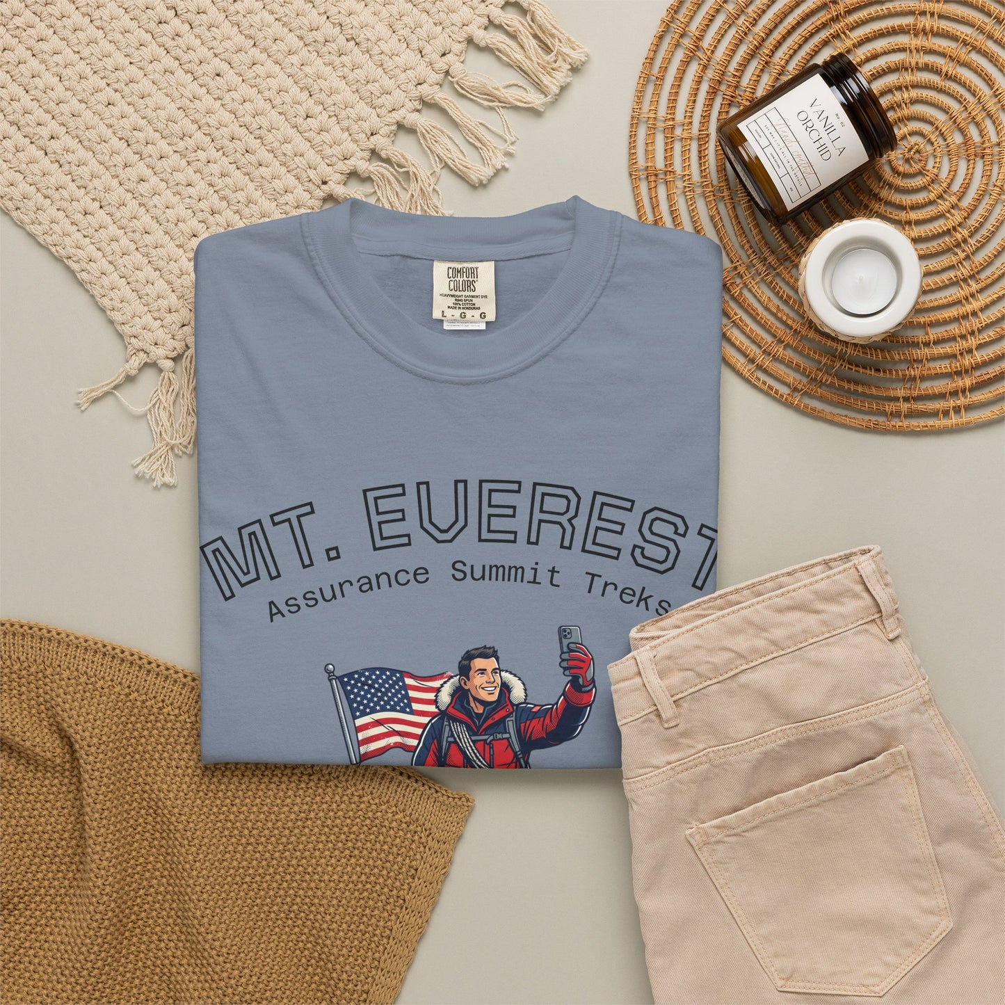 Mt. Everest Climber Graphic T‑Shirt — "Bob's Final Selfie at the Summit"
