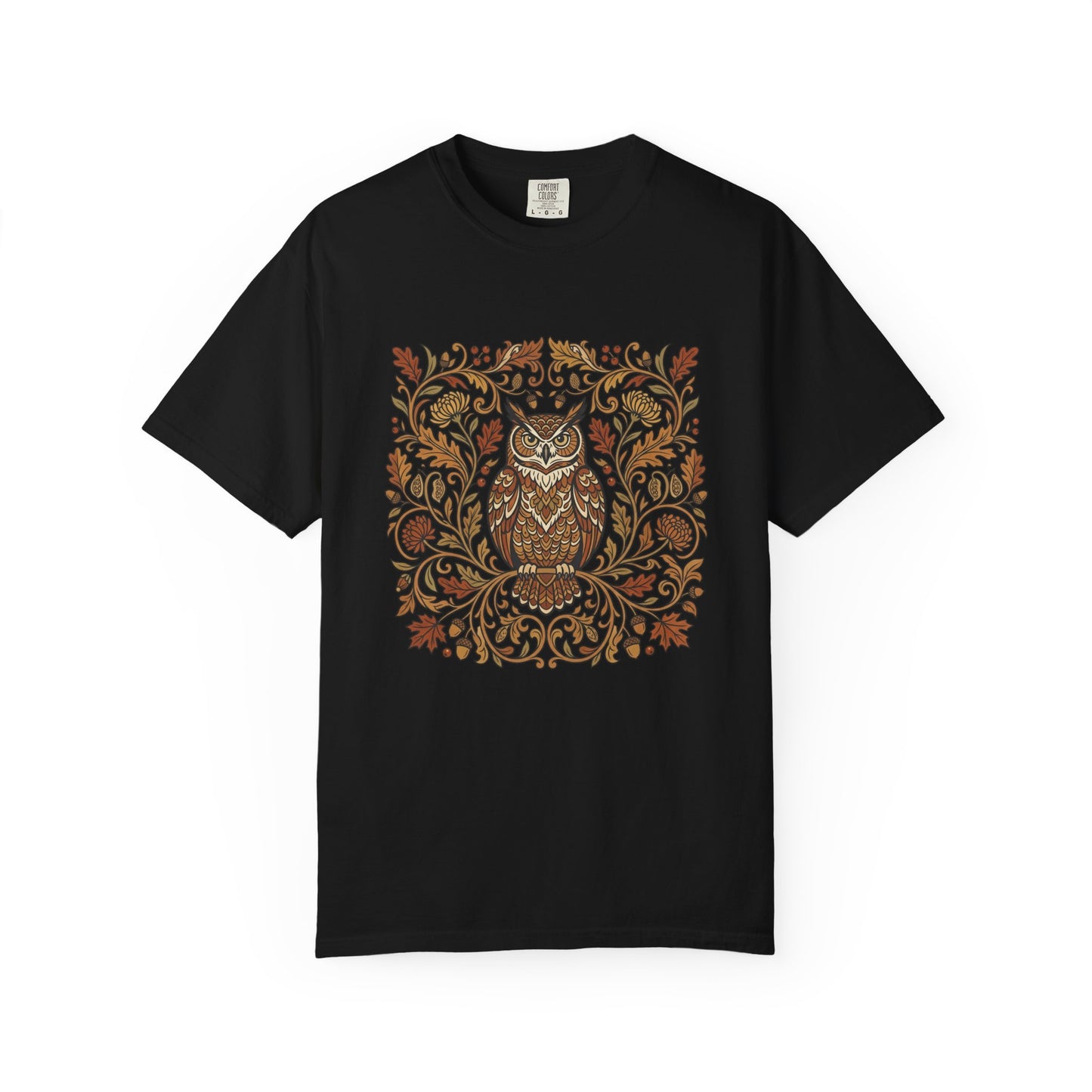 Vintage Floral Owl T-Shirt — Autumn Folk Art Graphic Tee