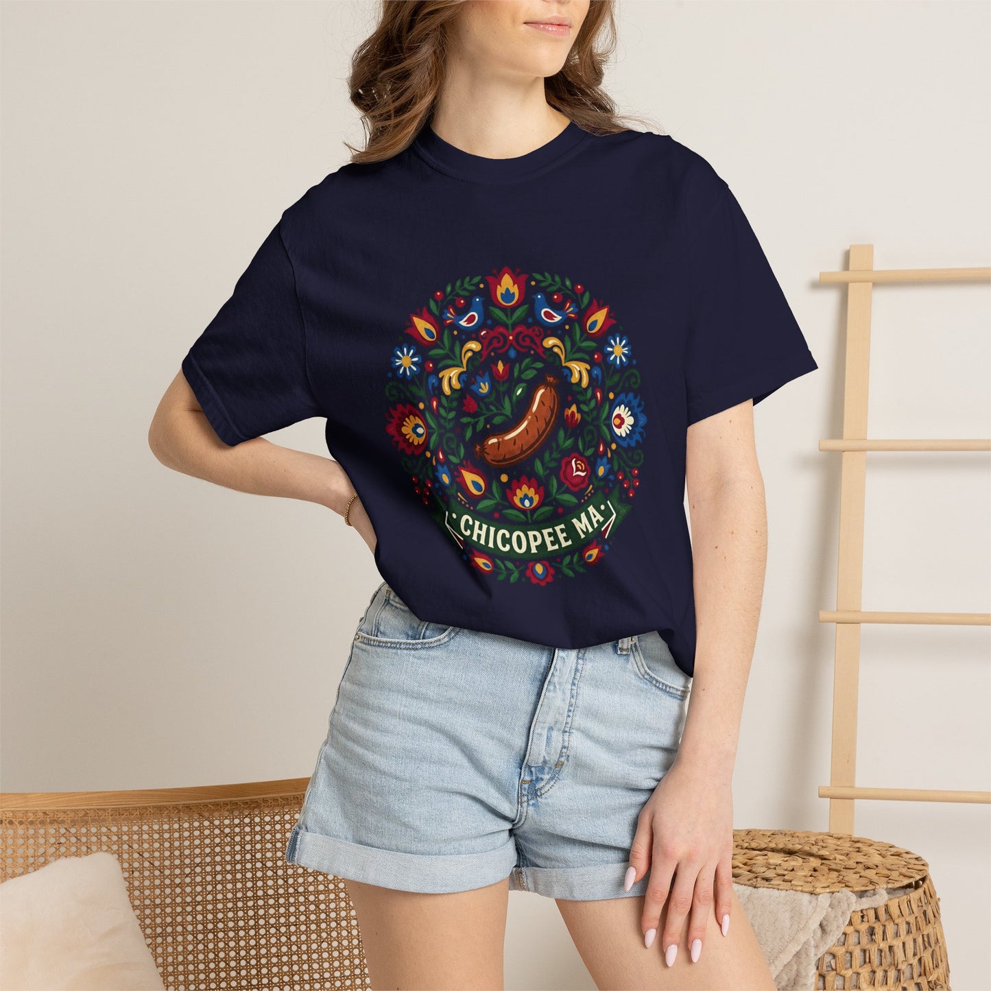 Small Town USA Chicopee MA Folk Art Polish Sausage T-Shirt
