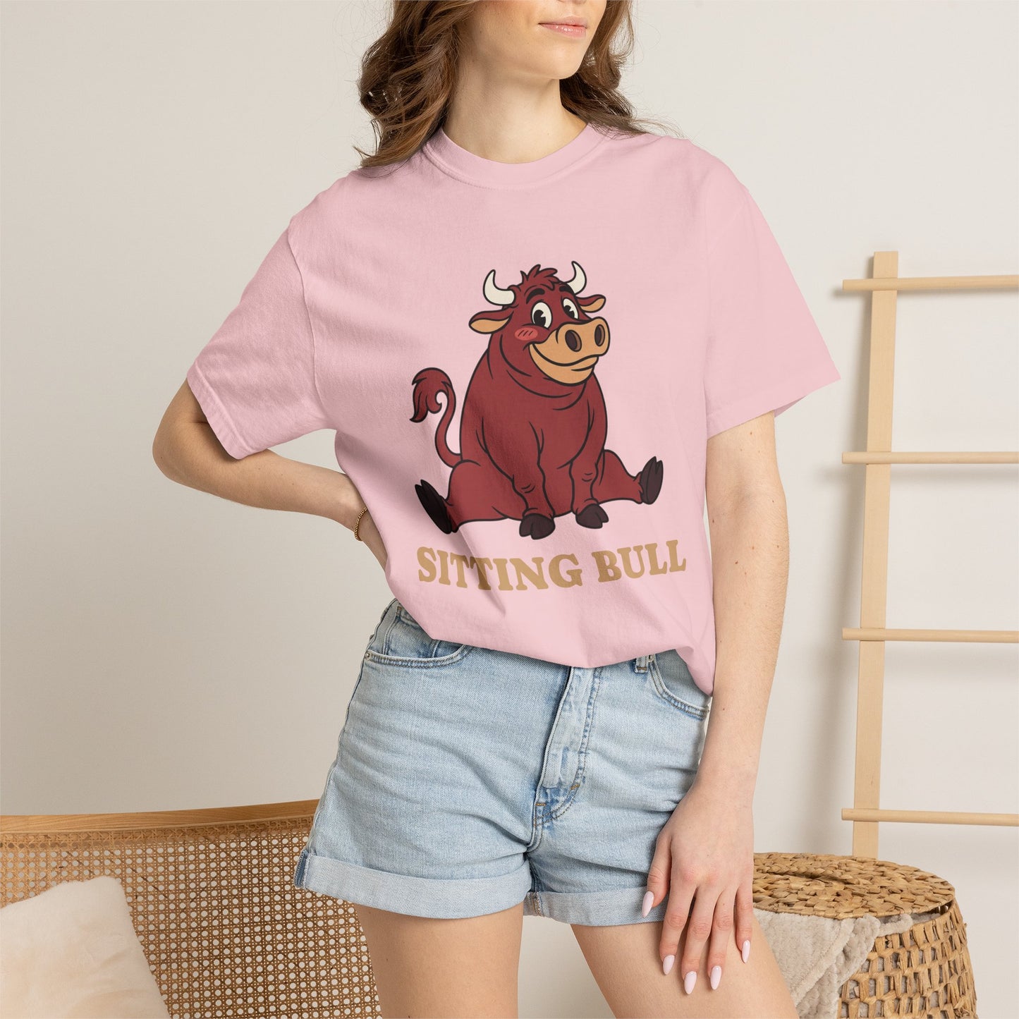 Sitting Bull Cartoon T-Shirt — Cute Sitting Bull Graphic Tee