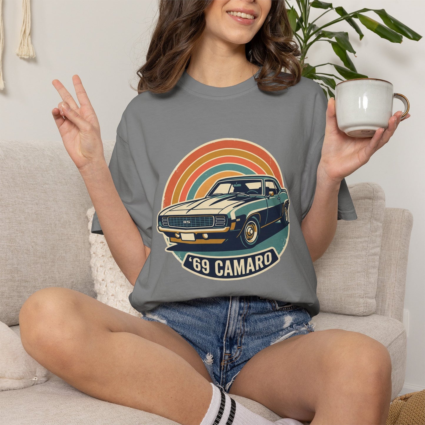 '69 Camaro Retro Muscle Car T-Shirt — Vintage Sunset Classic Car Tee
