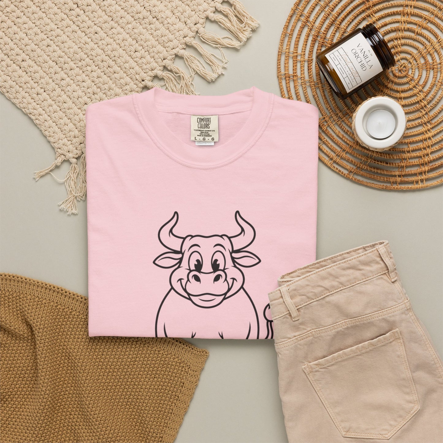 Sitting Bull Cute Cartoon Bull T‑Shirt — Playful Farm Animal Graphic Tee