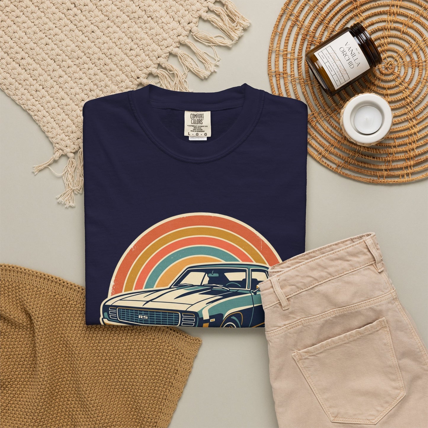'69 Camaro Retro Muscle Car T-Shirt — Vintage Sunset Classic Car Tee